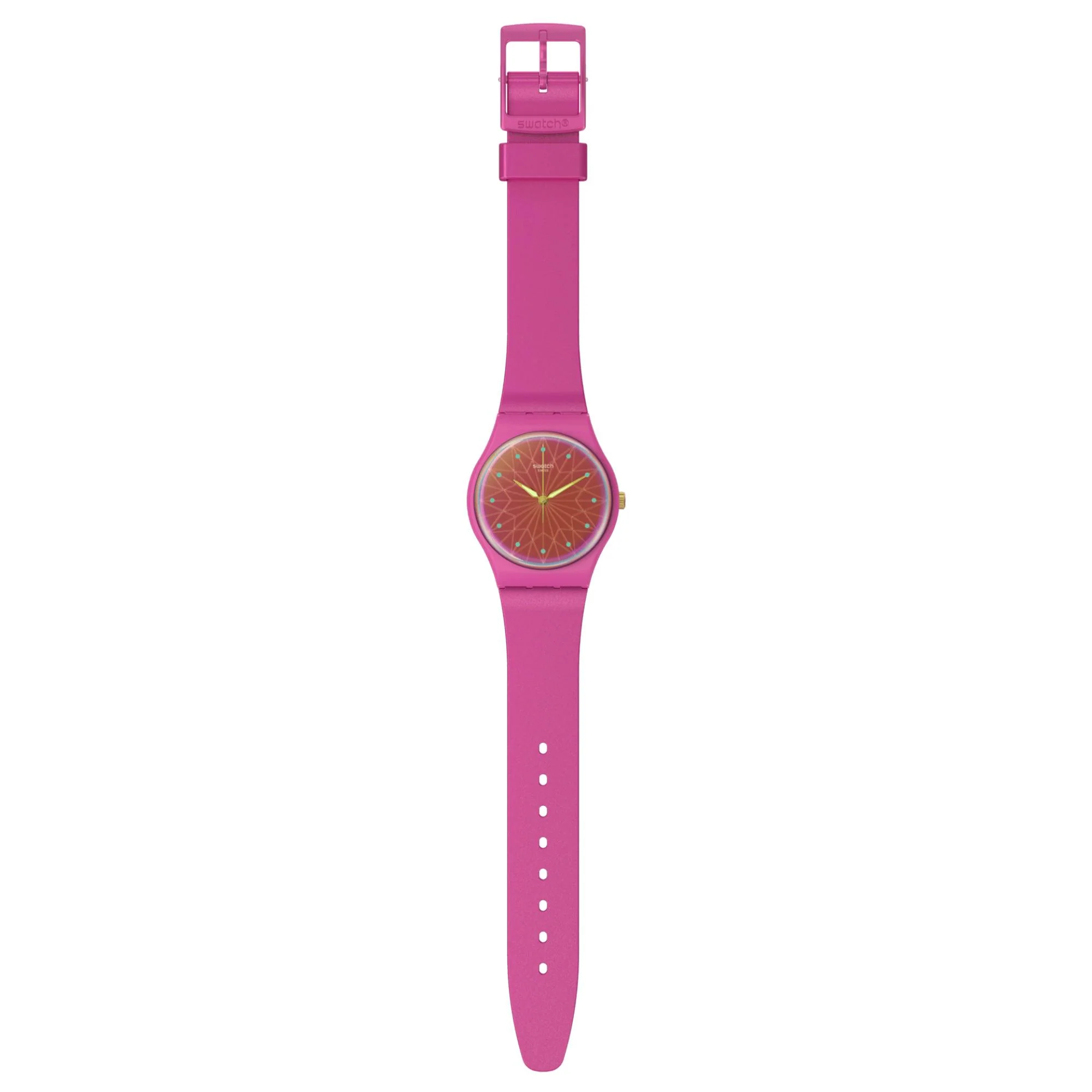 Swatch Holiday Collection Fantasia Fuchsia Pink Dial Silicone Strap Unisex Watch SO28P110 - Image 9