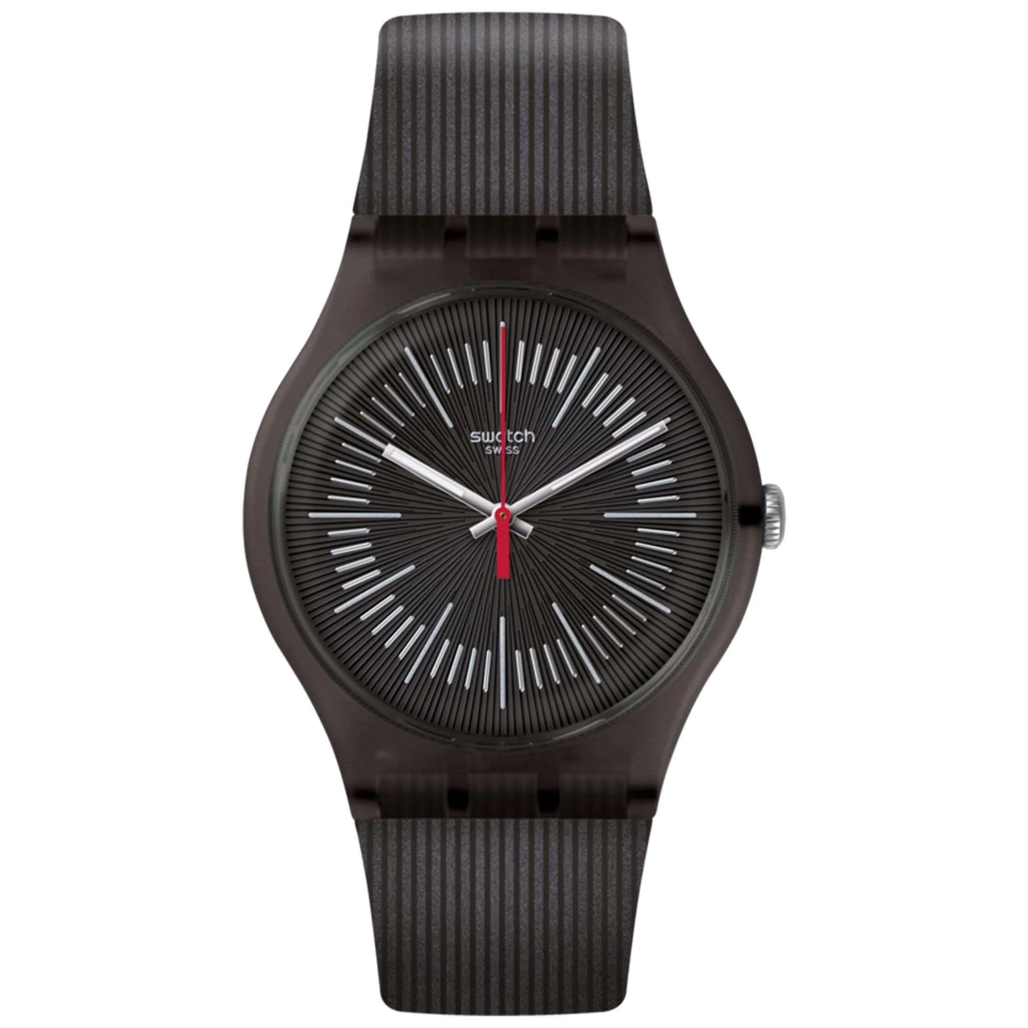 Swatch Intercyderal Quartz Black Dial Silicone Strap Unisex Watch SUOB178