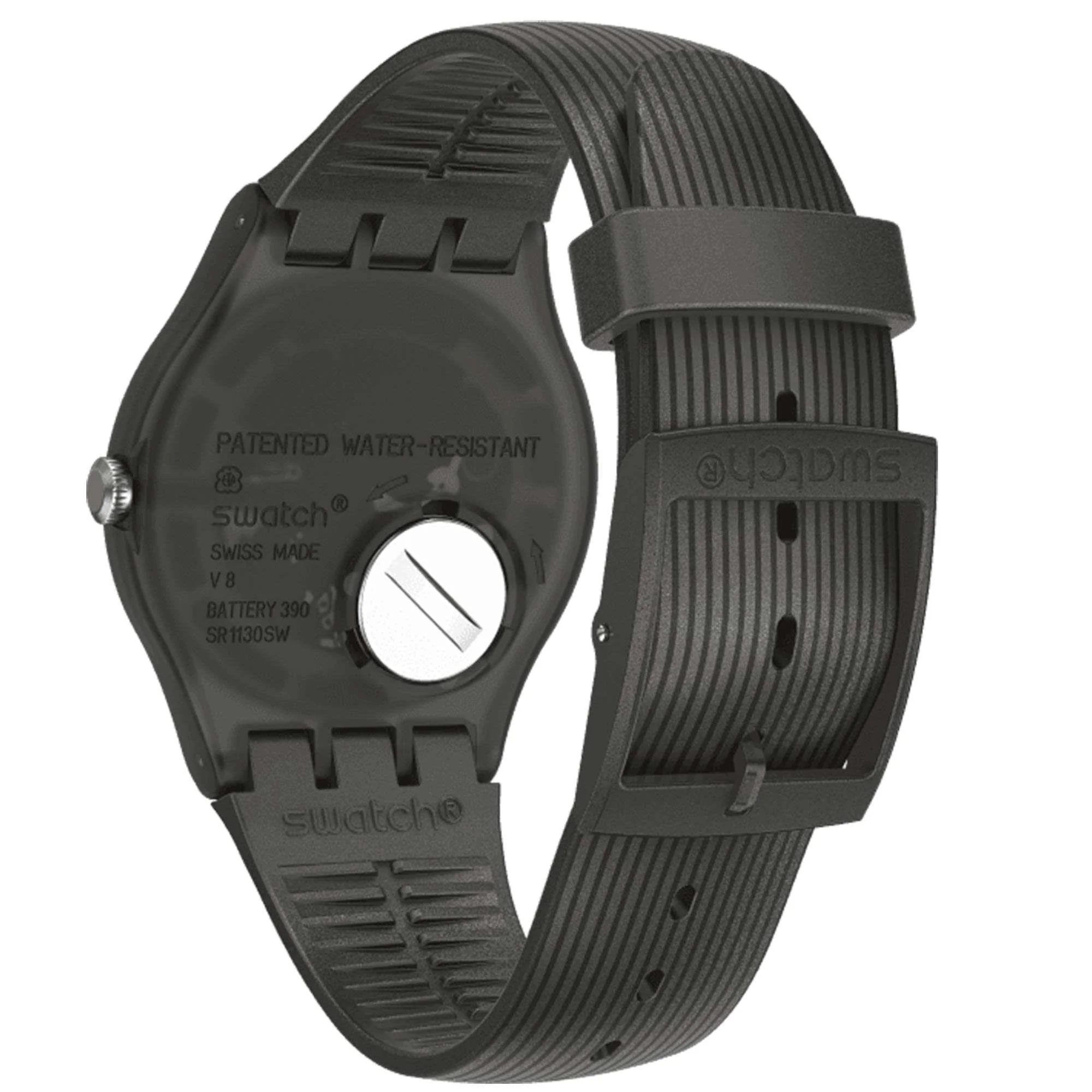 Swatch Intercyderal Quartz Black Dial Silicone Strap Unisex Watch SUOB178 - Image 8