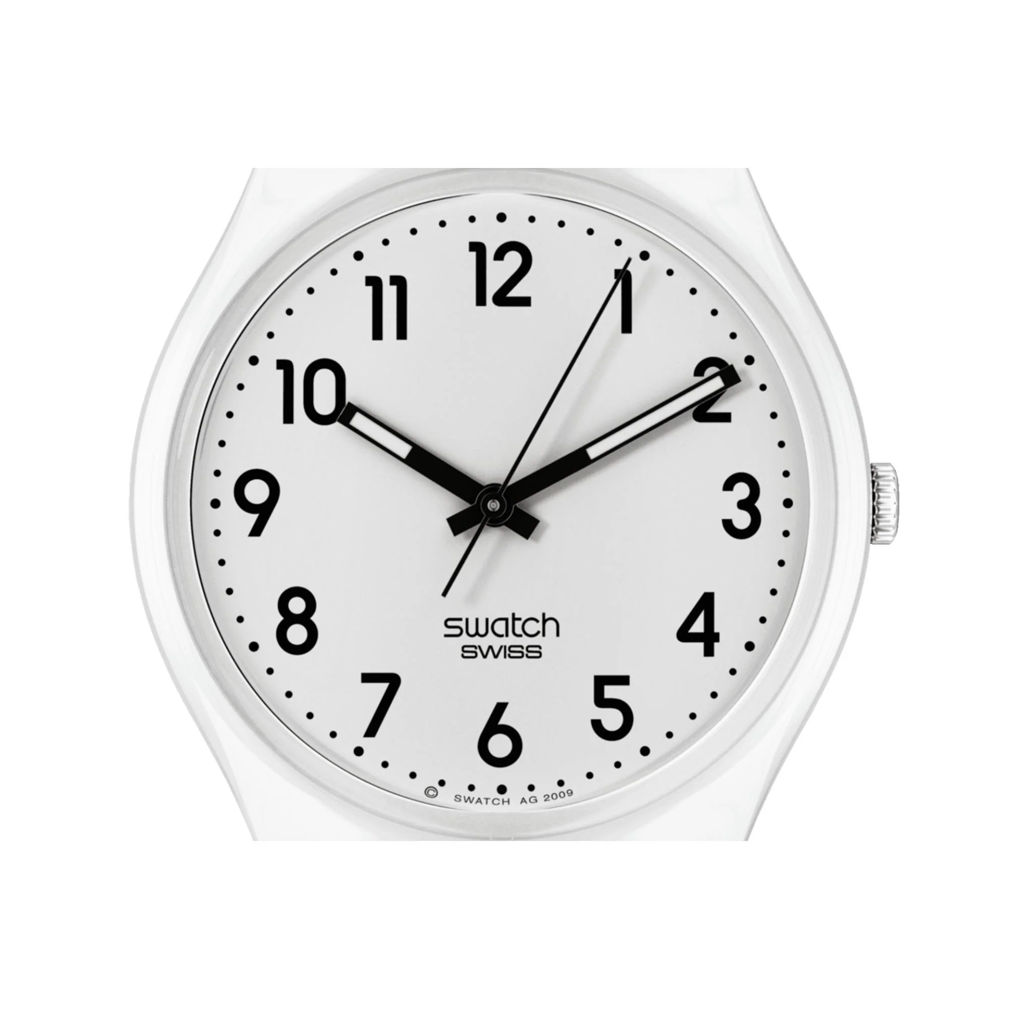 Swatch Just White Soft Quartz White Dial Silicone Strap Unisex Watch SO28W107-S14 - Image 2