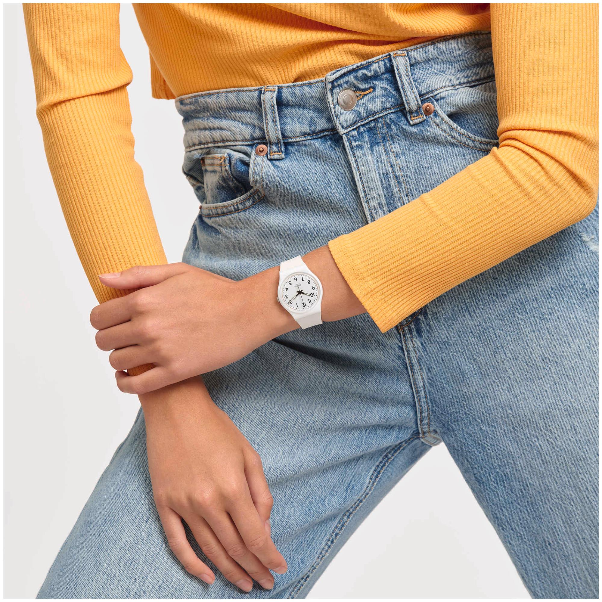 Swatch Just White Soft Quartz White Dial Silicone Strap Unisex Watch SO28W107-S14 - Image 5