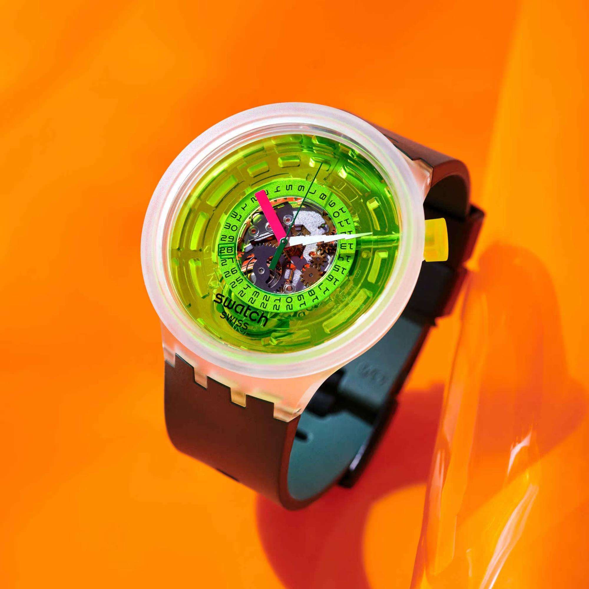 Swatch Neon Blinded By Neon Quartz Unisex Watch SB05K400 - Image 4