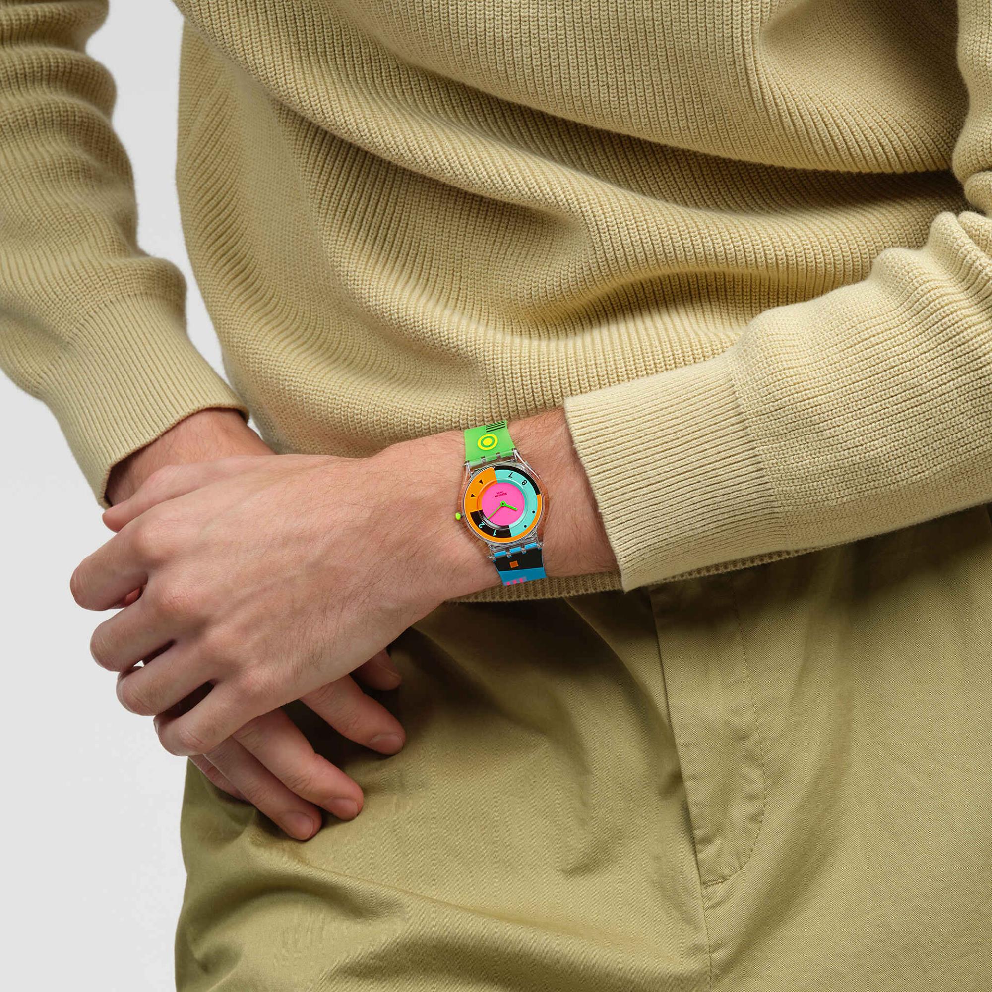 Swatch Neon Hot Racer Multi-coloured Dial Transparent Silicone Strap Watch (34mm) SS08K119 - Image 15