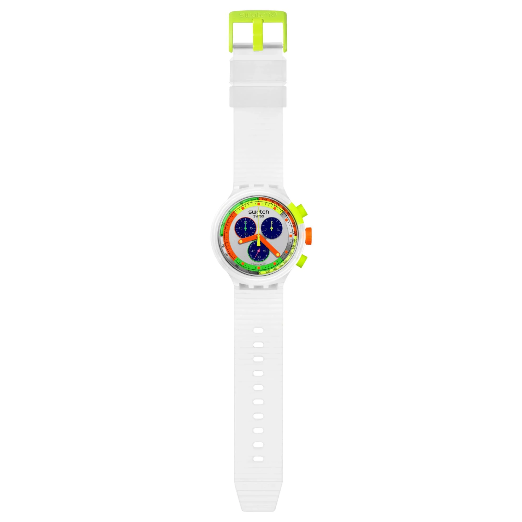 Swatch Neon Jelly Multicolour Dial Silicone Strap Chronograph Unisex Watch SB02K100 - Image 3