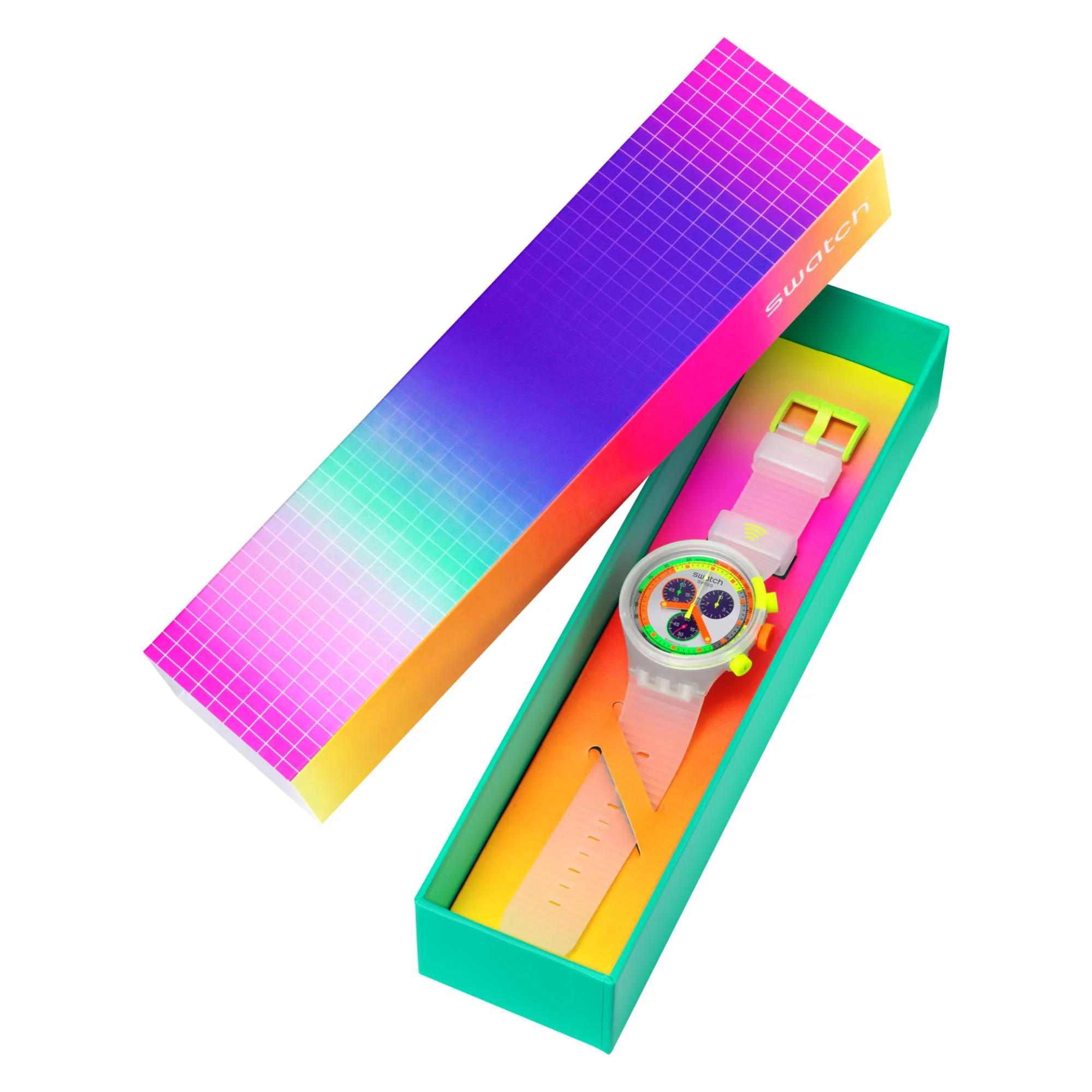 Swatch Neon Jelly Pay! Chronograph Silicone Strap Unisex Watch SB02K101-5300 - Image 6