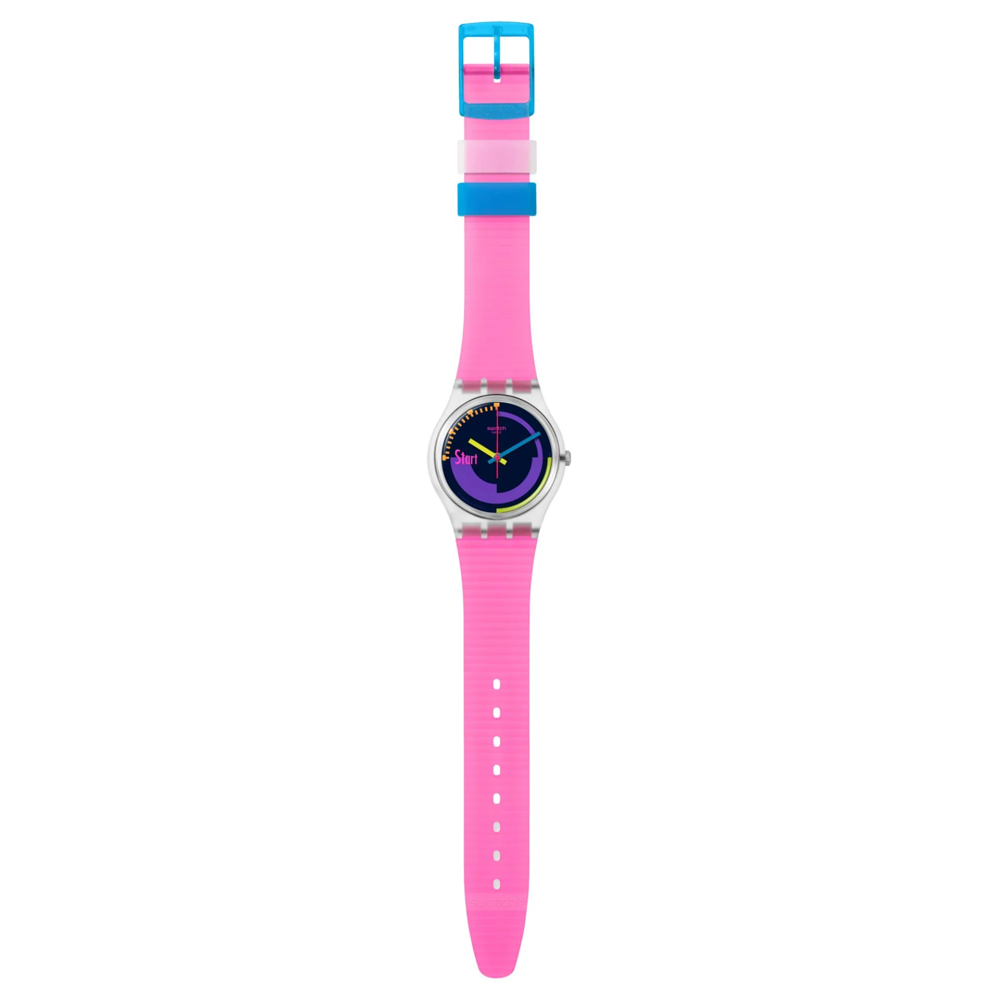 Swatch Neon Pink Podium Multi-coloured Dial Transparent Matte Pink Silicone Strap Watch SO28K111 - Image 10