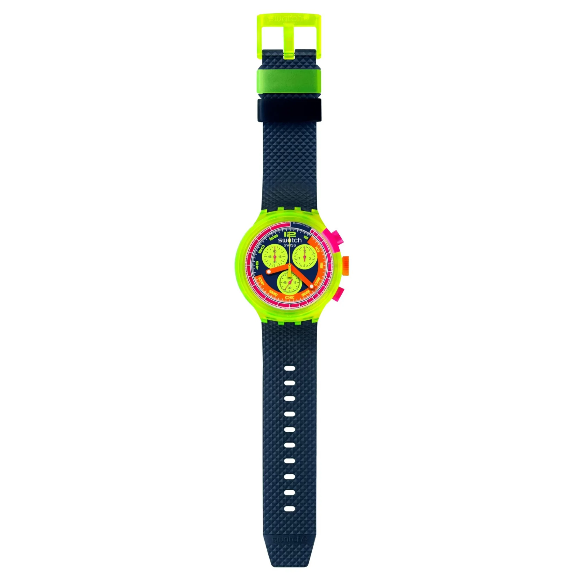 Swatch NEON TO THE MAX Black and Neon Unisex Watch SB06J100 - Image 9