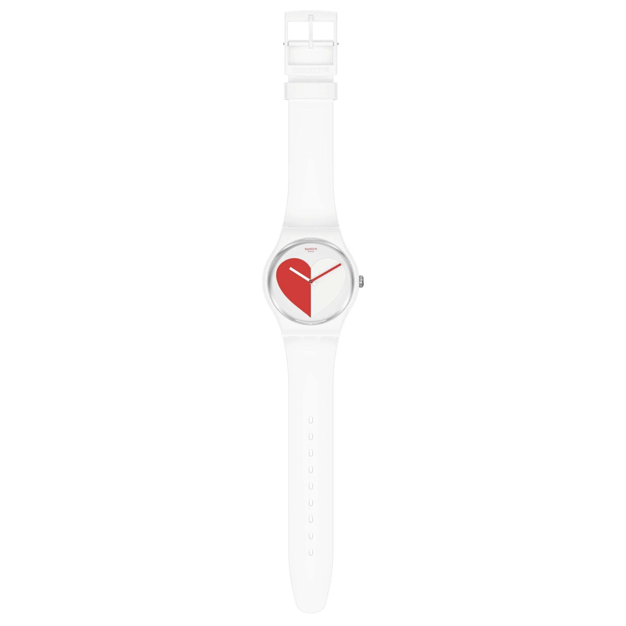 Swatch New Gent Half <3 Red Quartz White Dial White Silicone Strap Unisex Watch SO29Z113 - Image 4