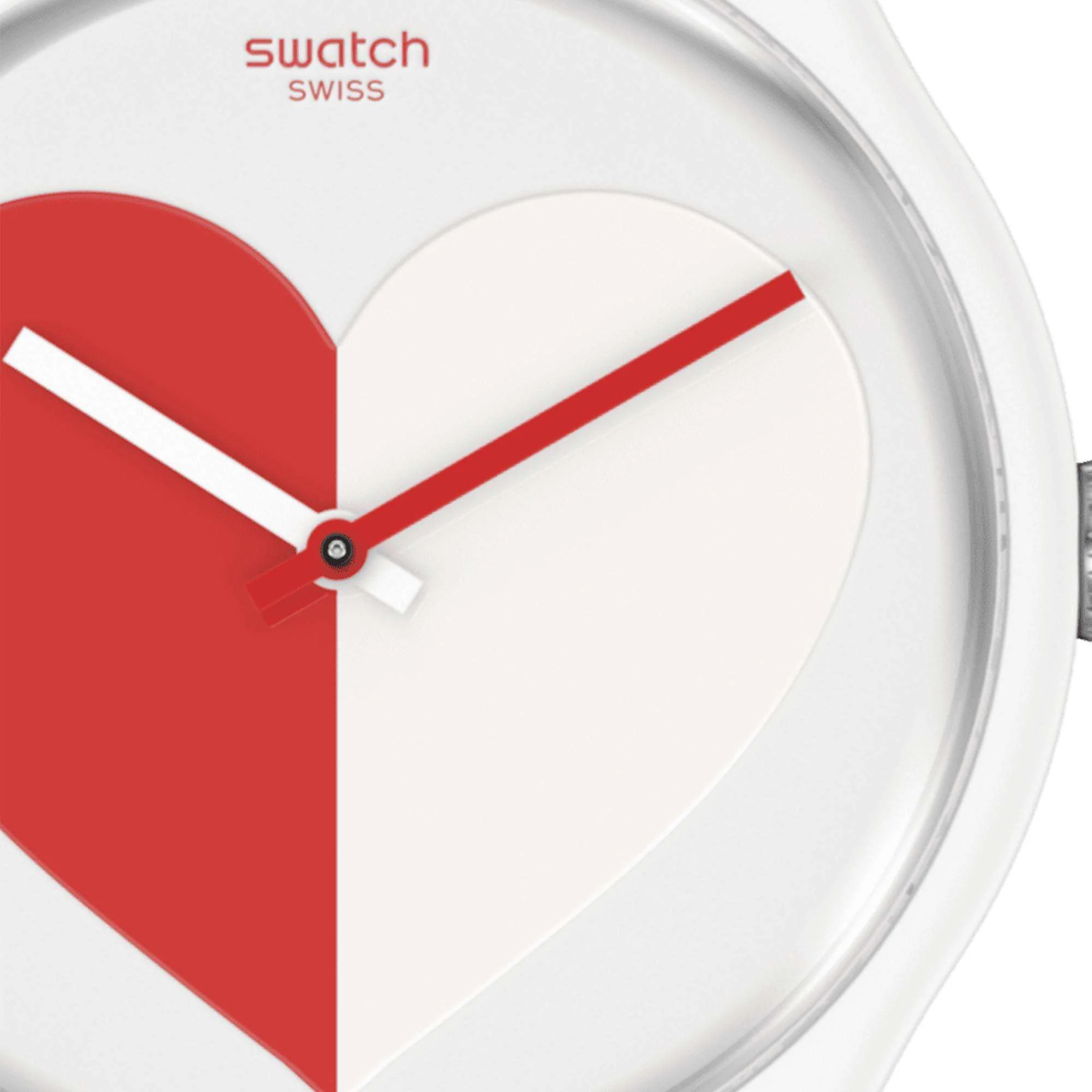 Swatch New Gent Half <3 Red Quartz White Dial White Silicone Strap Unisex Watch SO29Z113 - Image 5