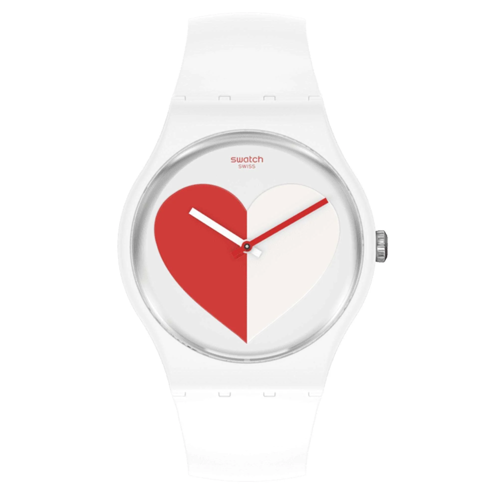 Swatch New Gent Half <3 Red Quartz White Dial White Silicone Strap Unisex Watch SO29Z113 - Image 6
