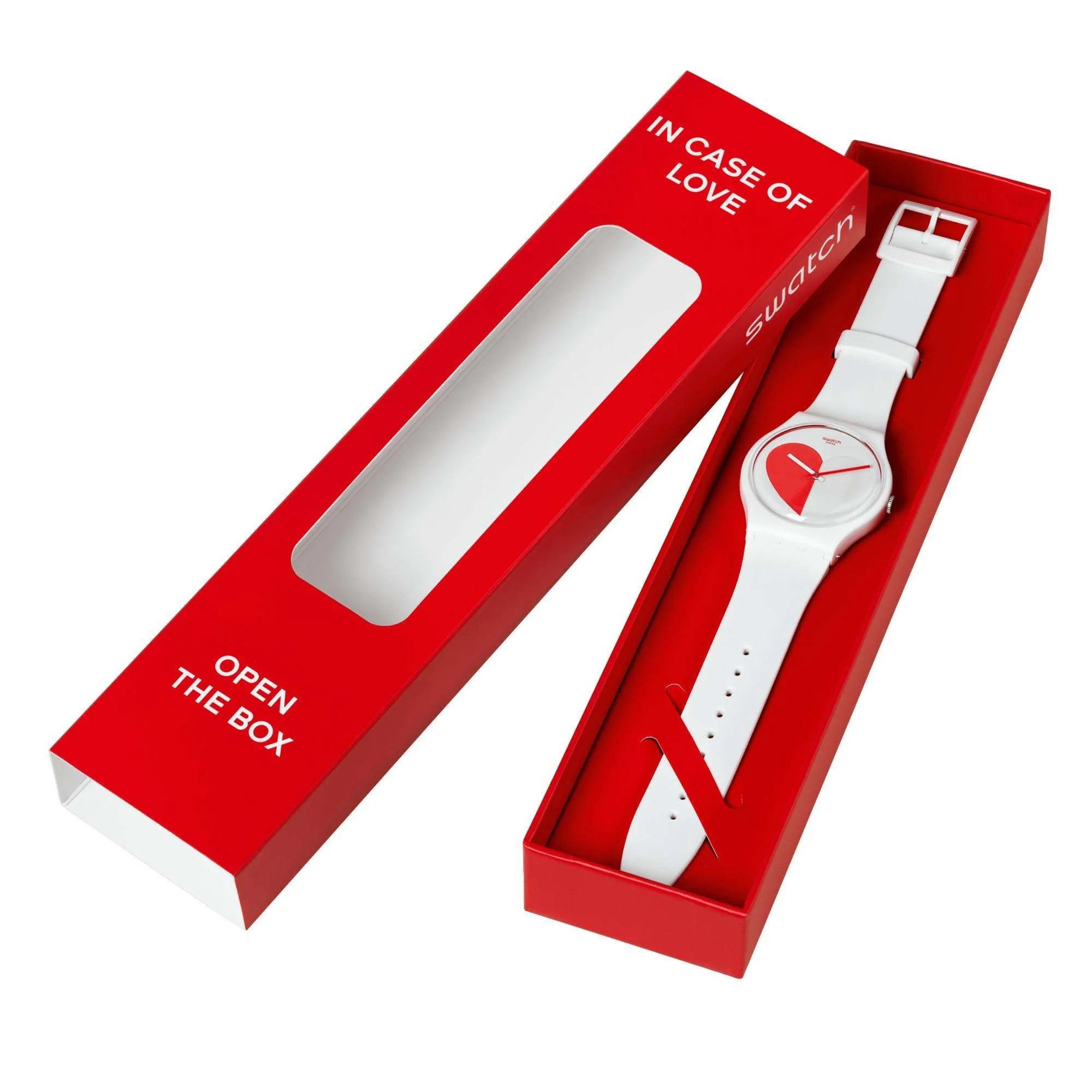 Swatch New Gent Half <3 Red Quartz White Dial White Silicone Strap Unisex Watch SO29Z113 - Image 8