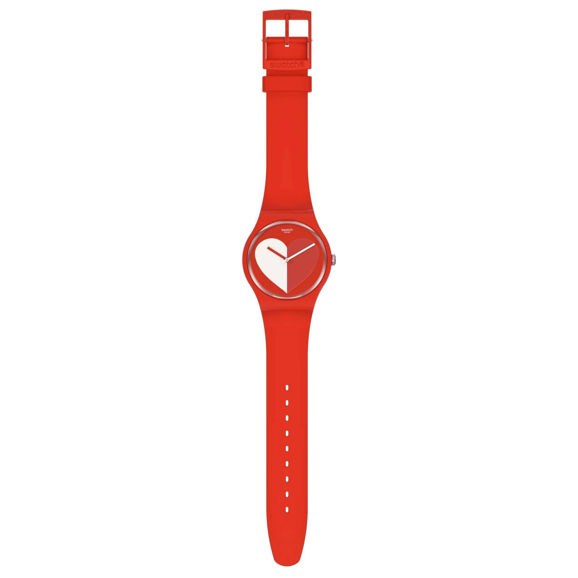 Swatch New Gent Half <3 White Quartz Red Dial Red Silicone Strap Unisex Watch SO29Z112 - Image 5