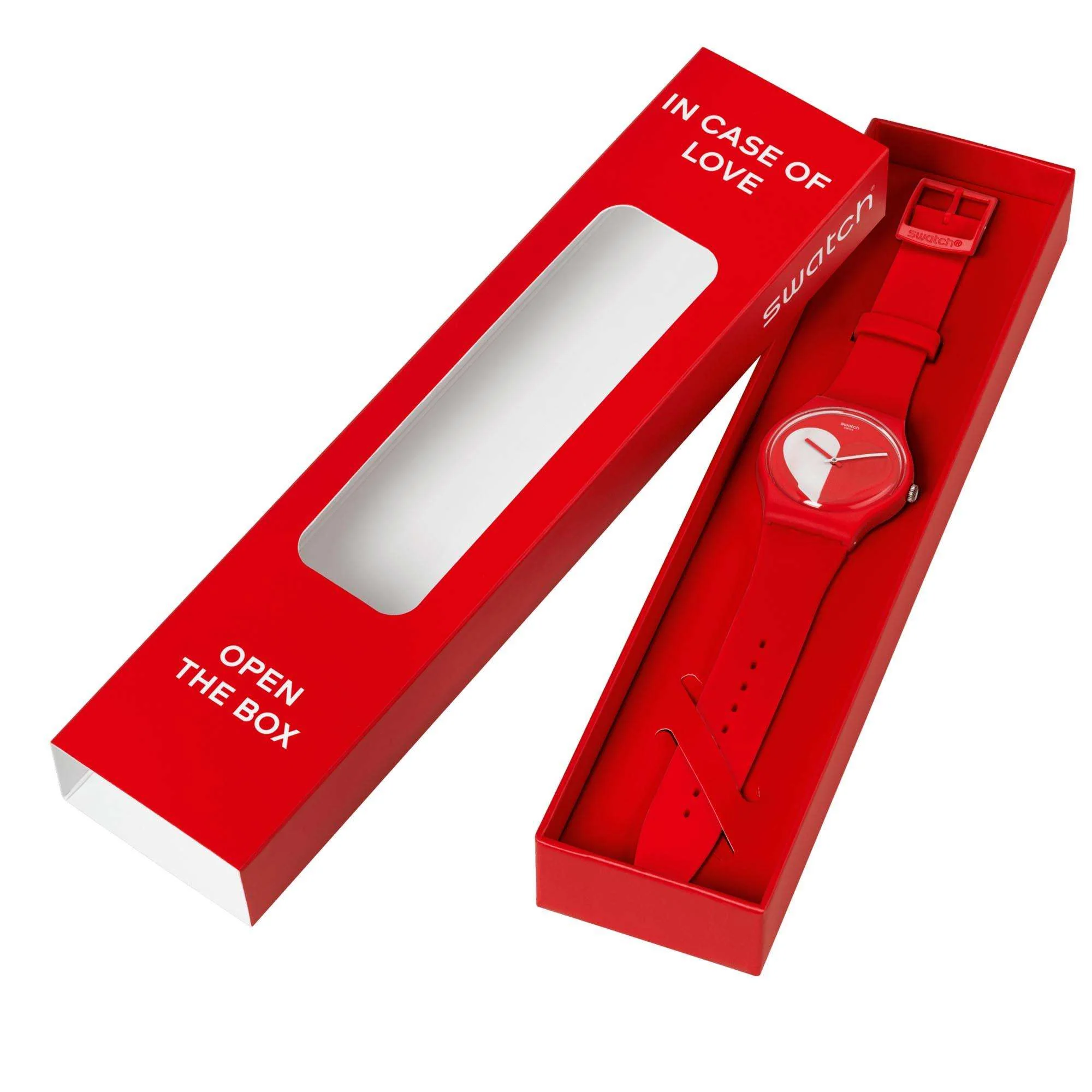 Swatch New Gent Half <3 White Quartz Red Dial Red Silicone Strap Unisex Watch SO29Z112 - Image 7