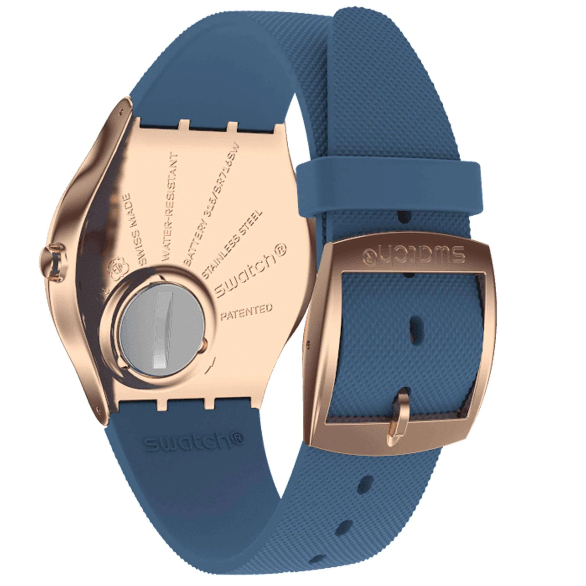 Swatch Night Trick Quartz Blue Dial Rubber Strap Unisex Watch SS07G101 - Image 4