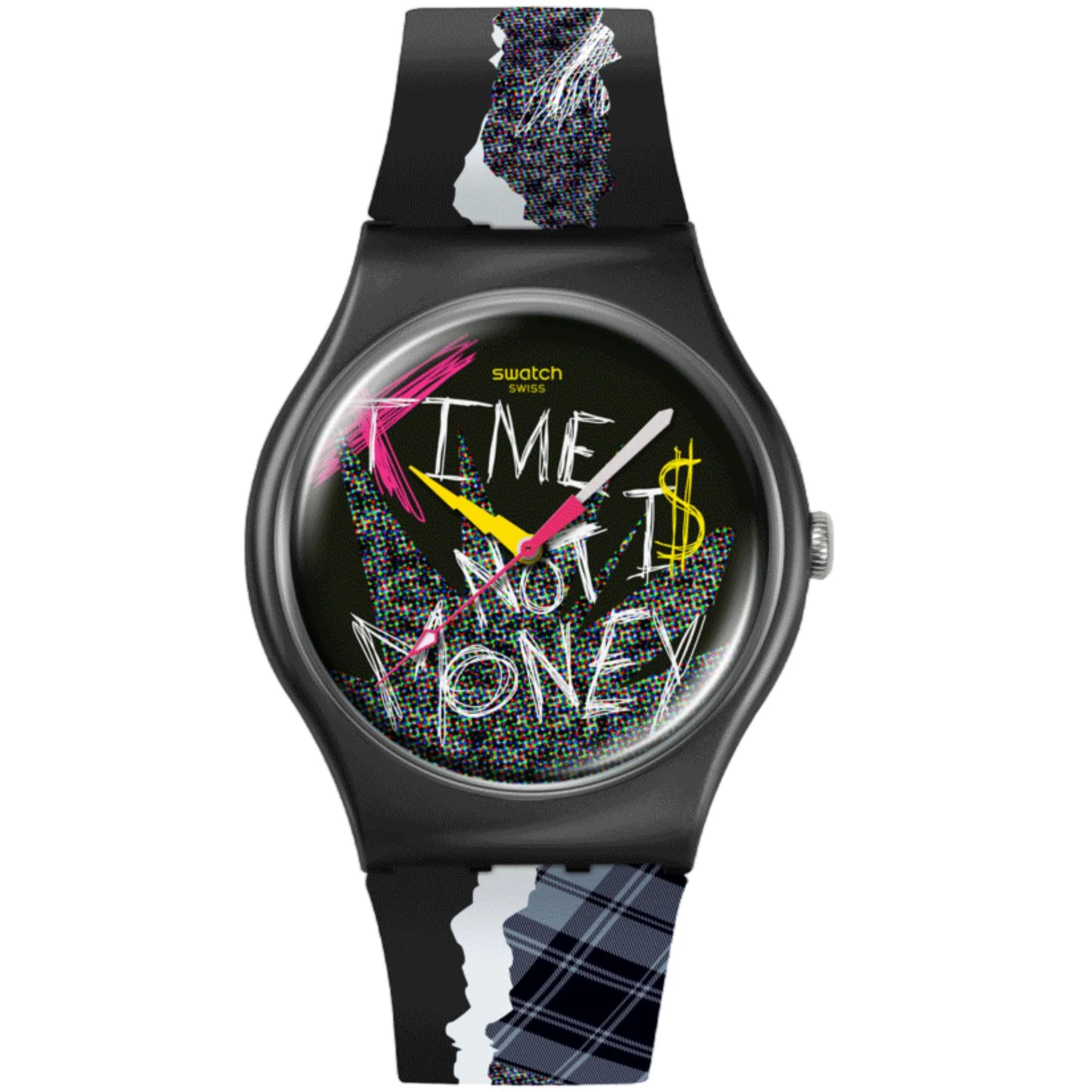 Swatch No Rules Blank Check Black Dial Silicone Strap Unisex Casual Watch SO32B122-5300 - Image 7