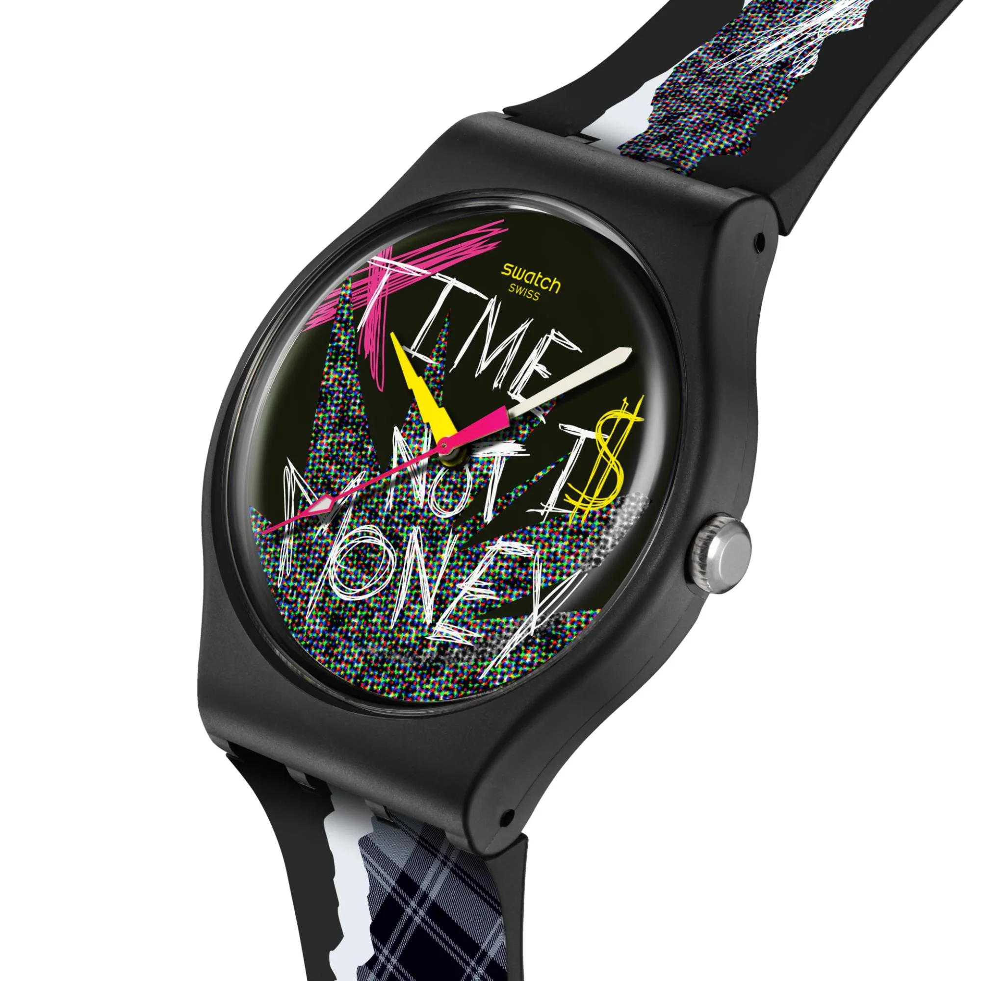 Swatch No Rules Blank Check Black Dial Silicone Strap Unisex Casual Watch SO32B122-5300 - Image 9