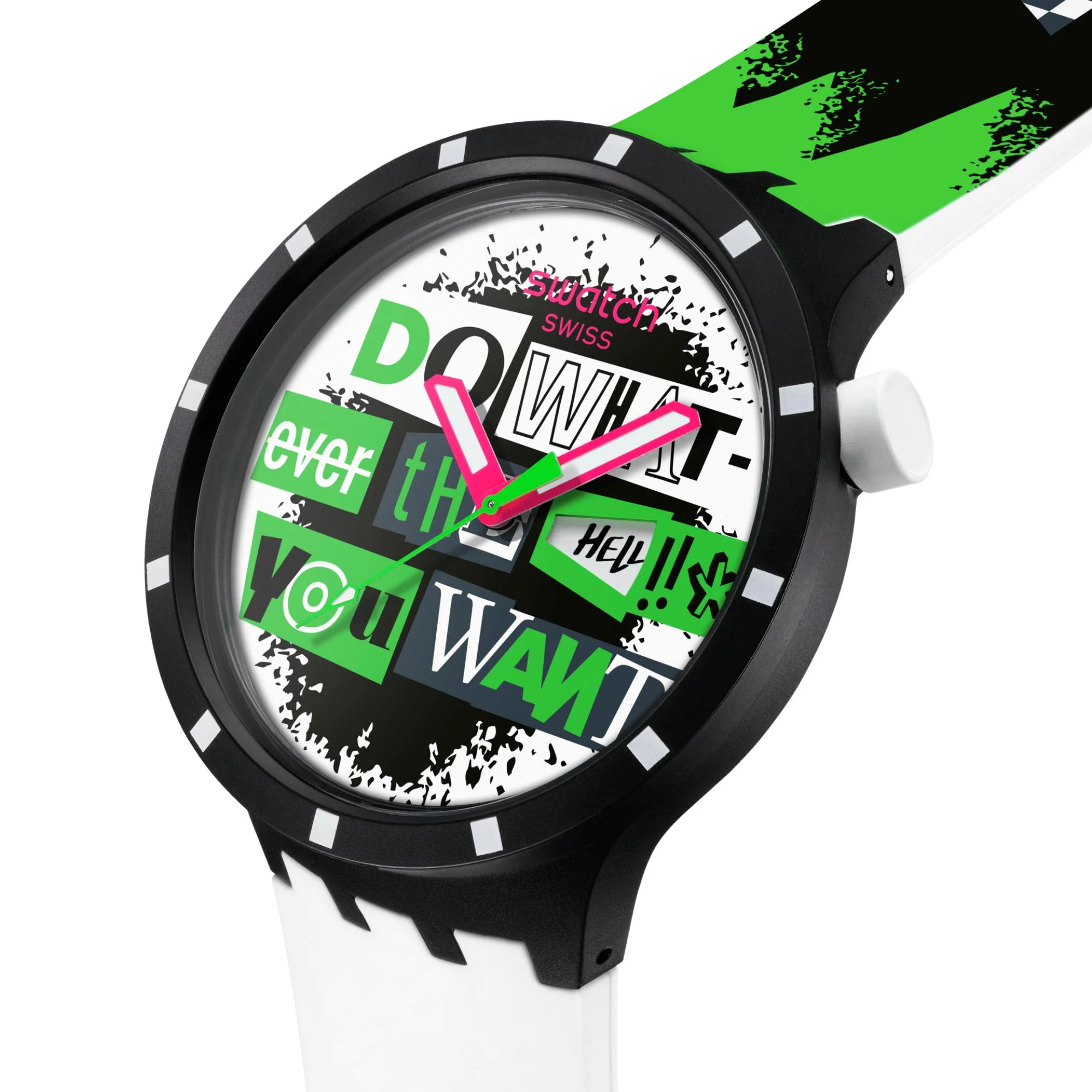 Swatch No Rules Lash Out White Dial Silicone Strap Unisex Watch SB03B701 - Image 3