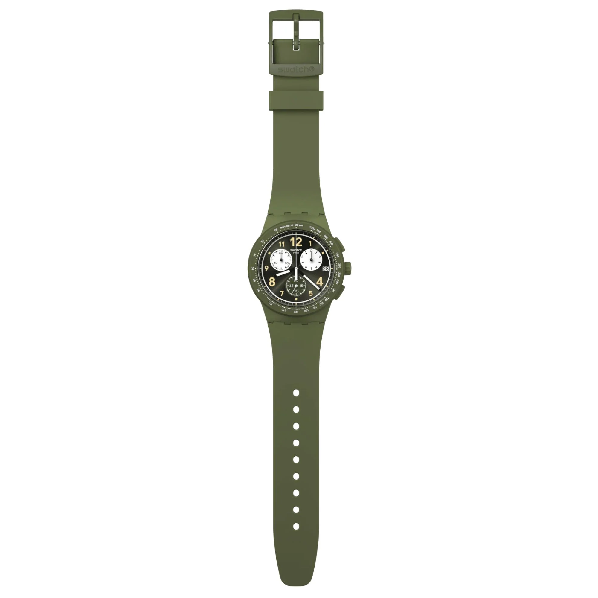 Swatch Nothing Basic About Green Quartz Green Chronograph Dial Silicone Strap Men's Watch SUSG406 - Image 5