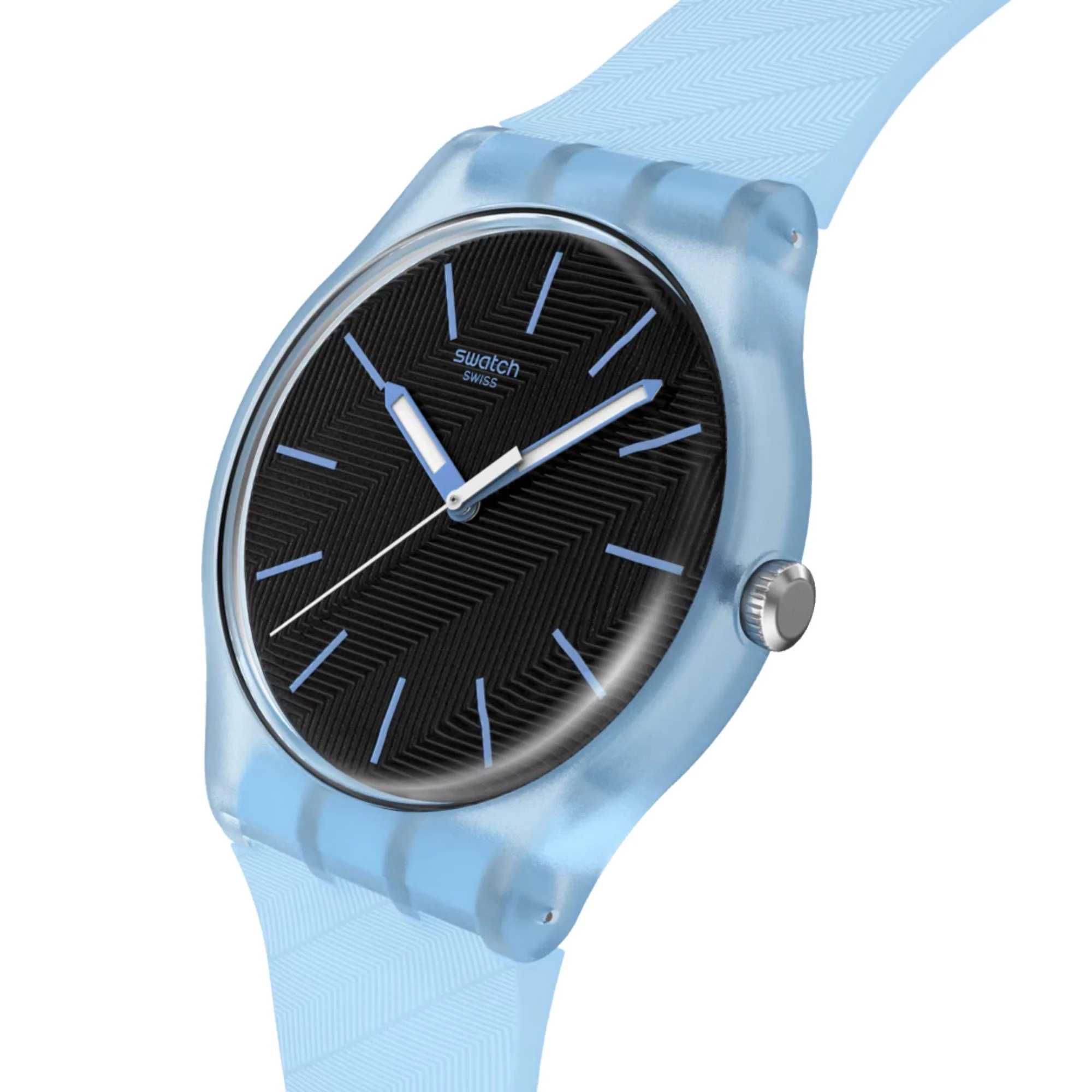 Swatch Originals Blue Moves Quartz Black Dial Silicone Strap Unisex Watch SO29L101 - Image 5