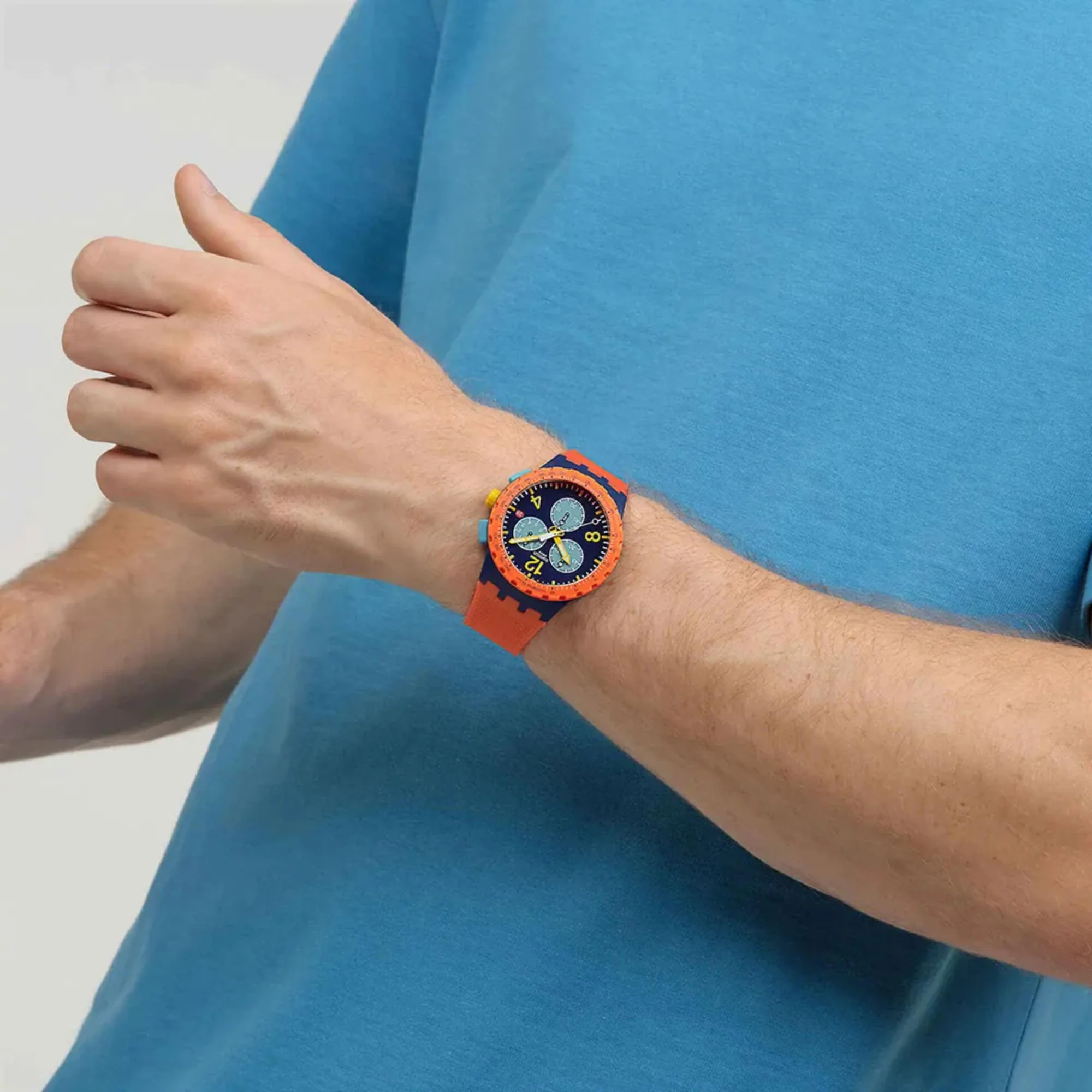 Swatch Originals Camo Flash Chronograph Blue Dial Silicone Strap Unisex Watch SUSI400 - Image 11