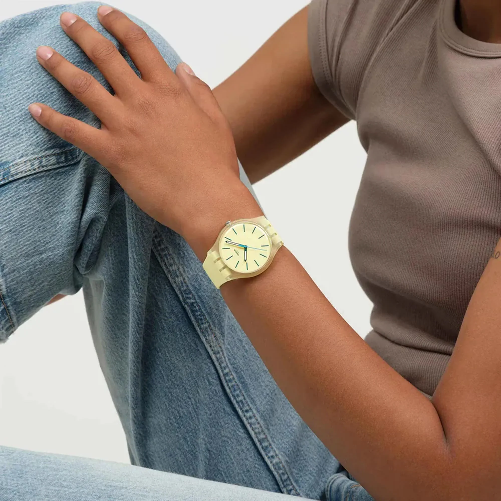 Swatch Originals Citrus Tilt Quartz Yellow Dial Silicone Strap Unisex Watch SO29J102 - Image 2