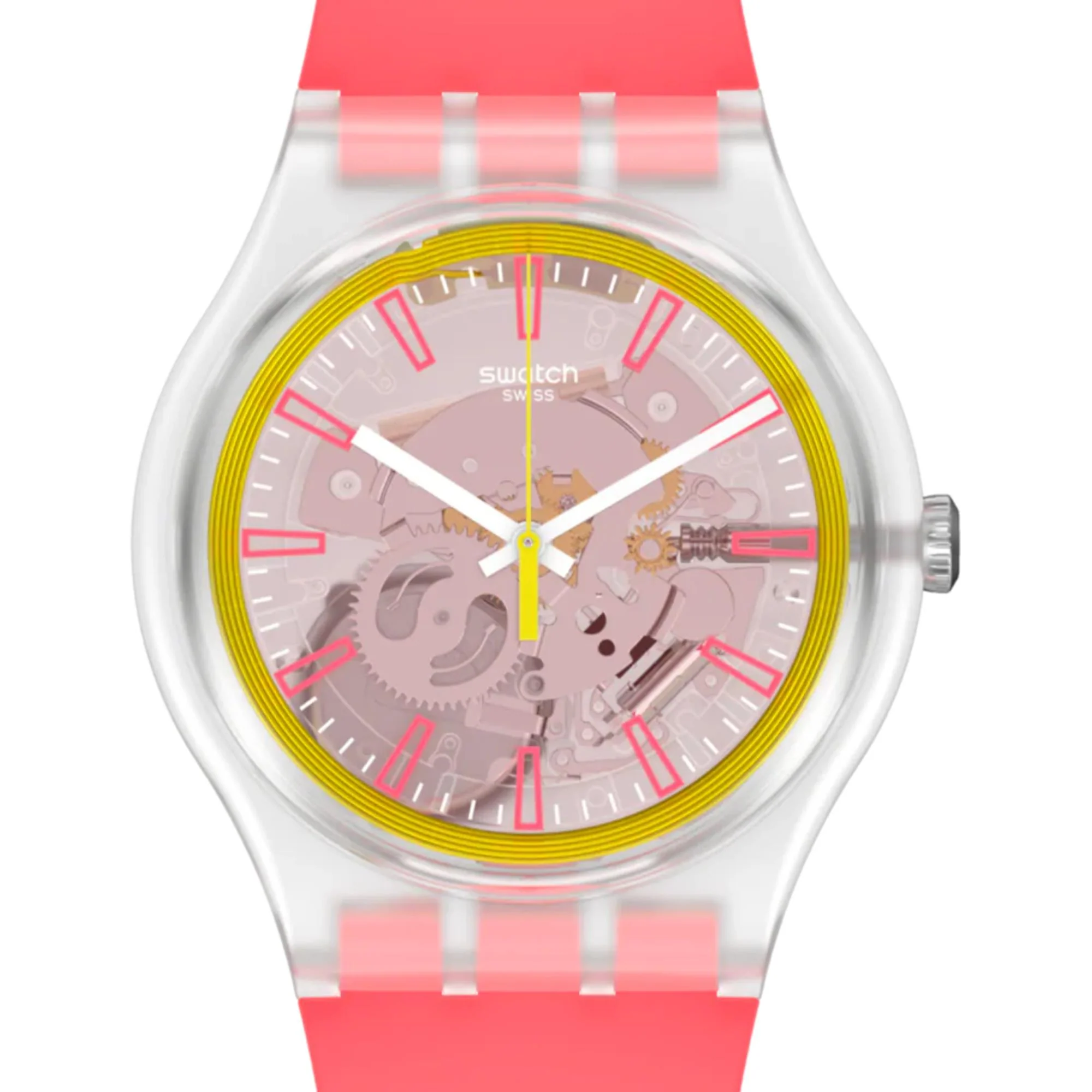 Swatch Originals Fragole Pay! Transparent Dial Silicone Strap Unisex Watch SVIK104-5300 - Image 4