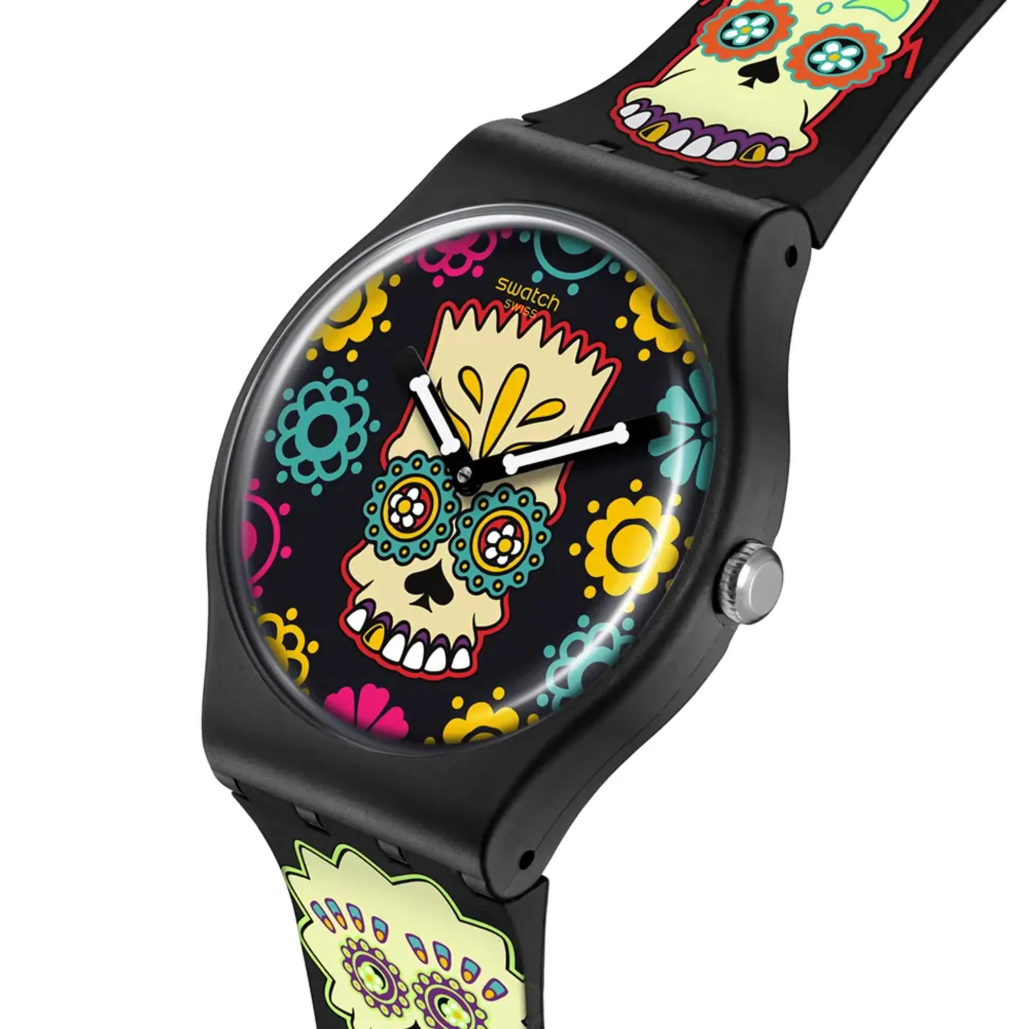 Swatch x The Simpsons (41mm) D'OH OF THE DEAD Black Printed Dial Black Printed Strap Watch SO29Z135 - Image 11