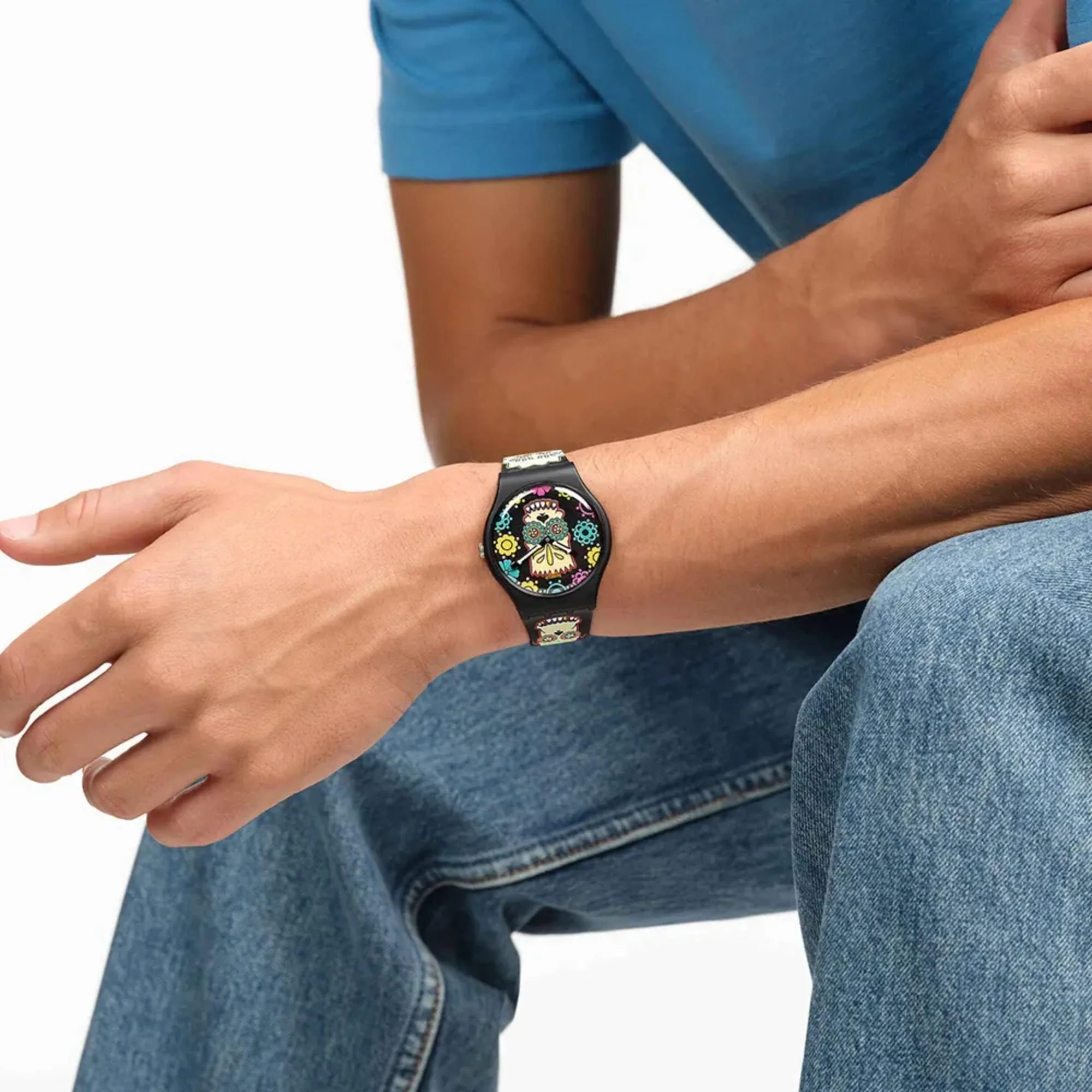 Swatch x The Simpsons (41mm) D'OH OF THE DEAD Black Printed Dial Black Printed Strap Watch SO29Z135 - Image 16