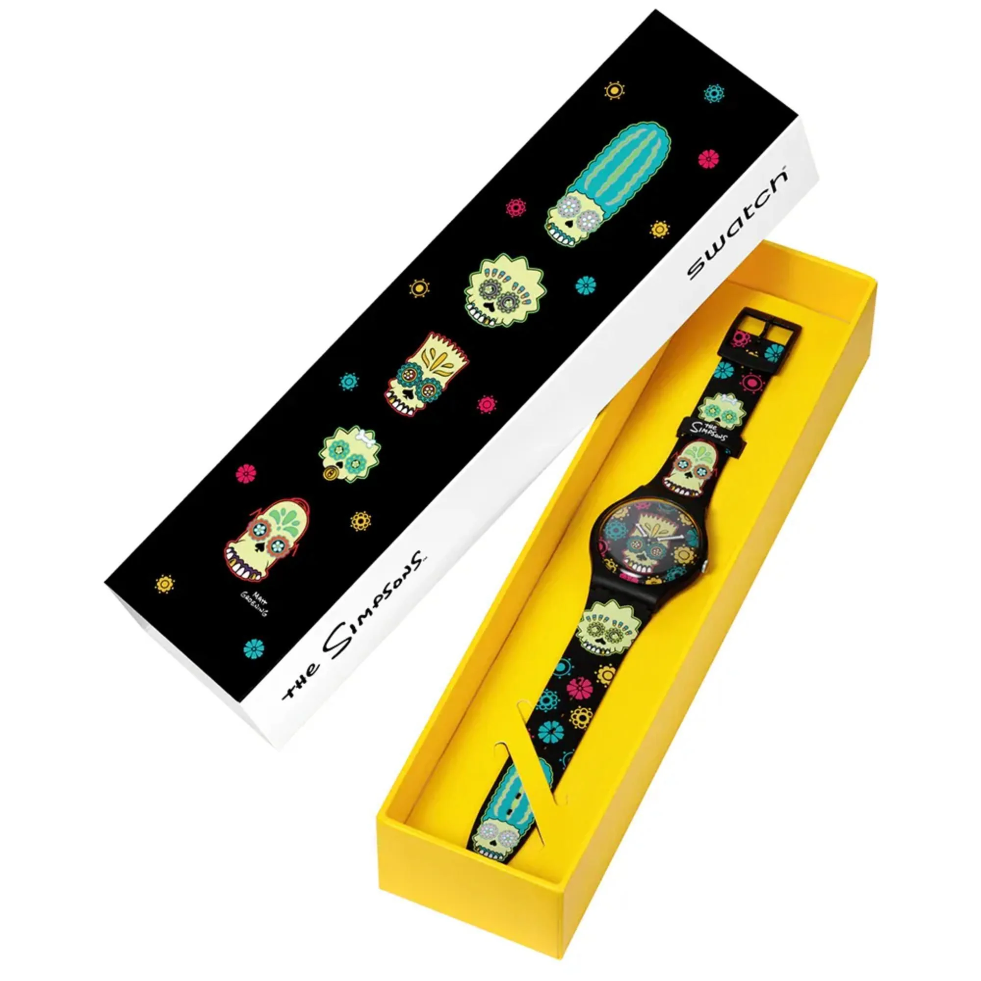 Swatch x The Simpsons (41mm) D'OH OF THE DEAD Black Printed Dial Black Printed Strap Watch SO29Z135 - Image 8