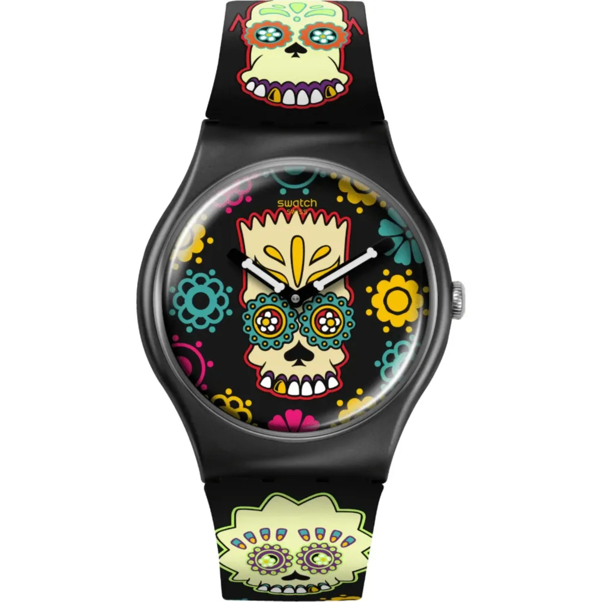 Swatch x The Simpsons (41mm) D'OH OF THE DEAD Black Printed Dial Black Printed Strap Watch SO29Z135 - Image 9