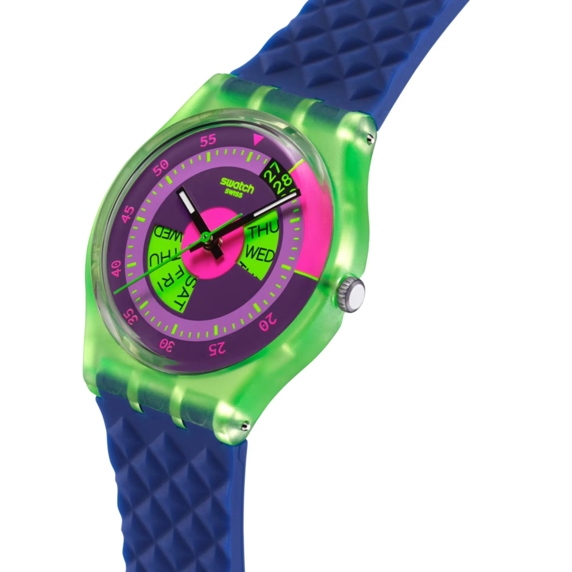 Swatch Originals Neon Skychart Quartz Purple Dial Silicone Strap Unisex Watch SO28G704 - Image 3