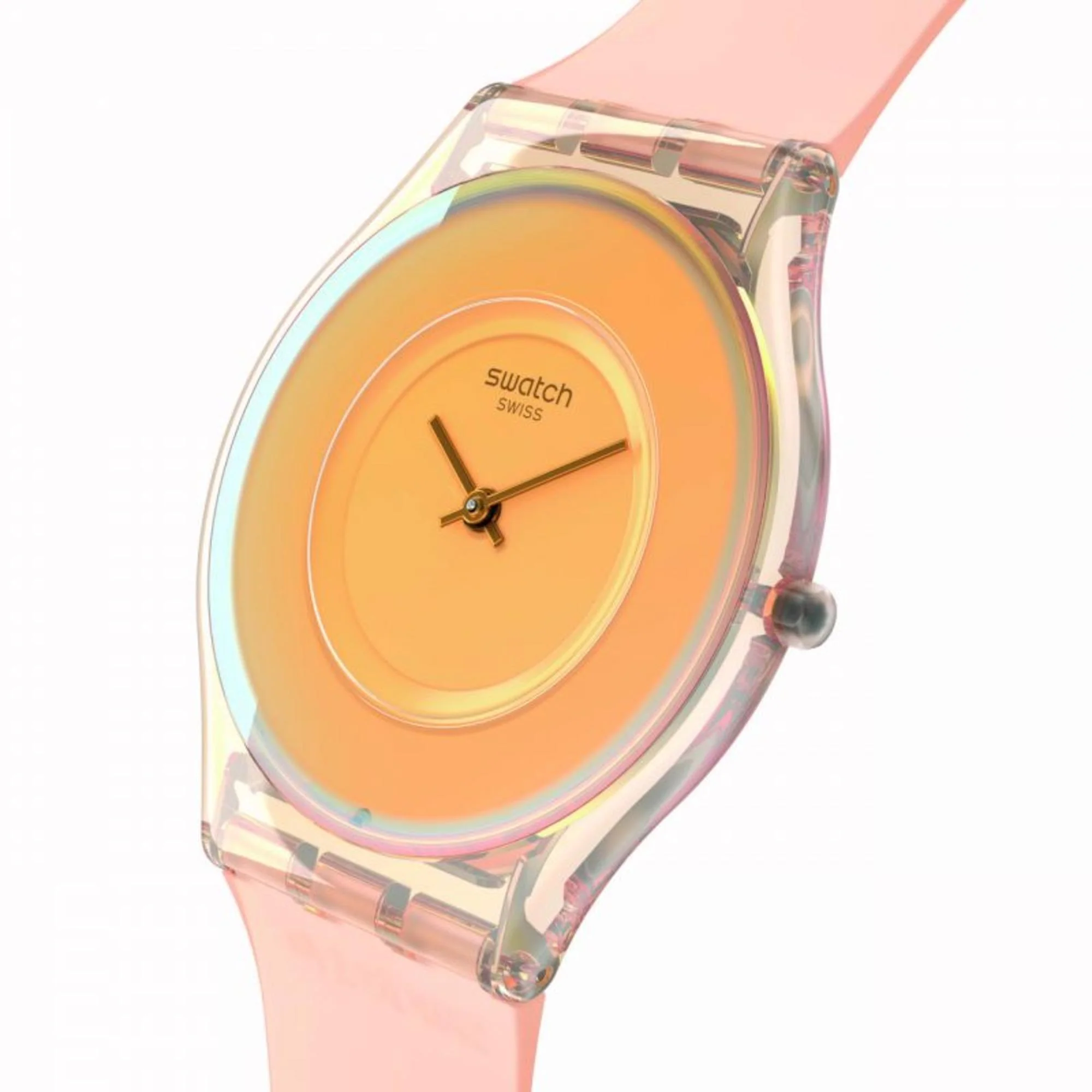 Swatch Pastelicious Peachy Pink Silicone Strap Orange Dial Unisex Watch SS08P102 - Image 2