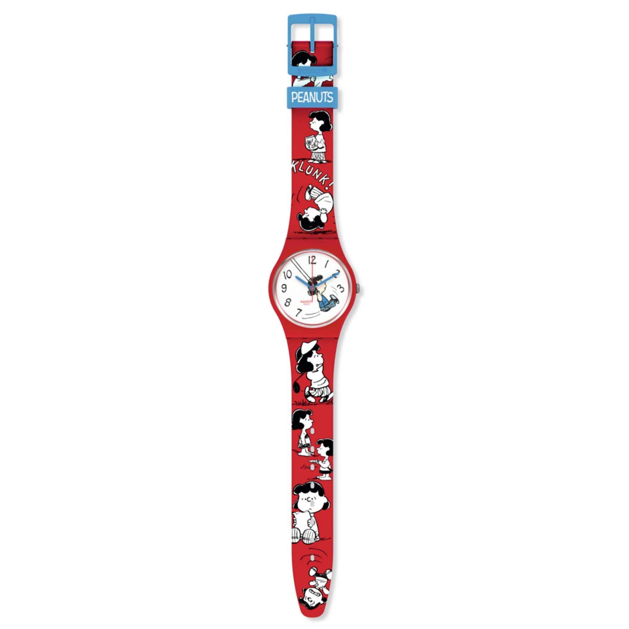 Swatch Peanuts Lucy Klunk! White Dial Red Silicone Strap Unisex Watch SO28Z106 - Image 4