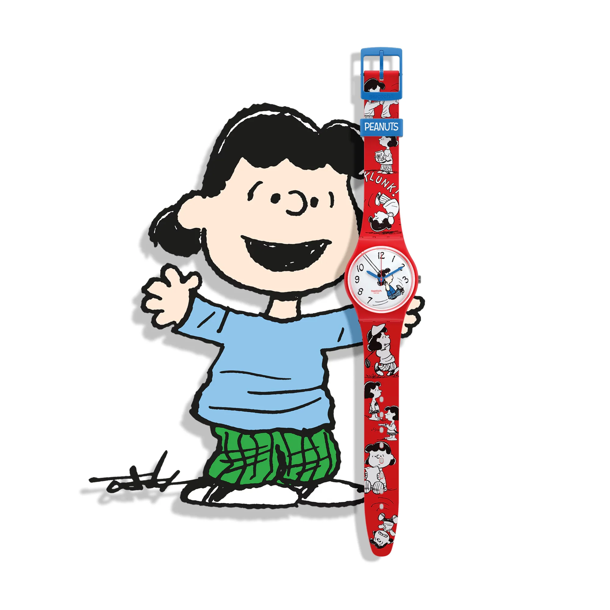 Swatch Peanuts Lucy Klunk! White Dial Red Silicone Strap Unisex Watch SO28Z106 - Image 5