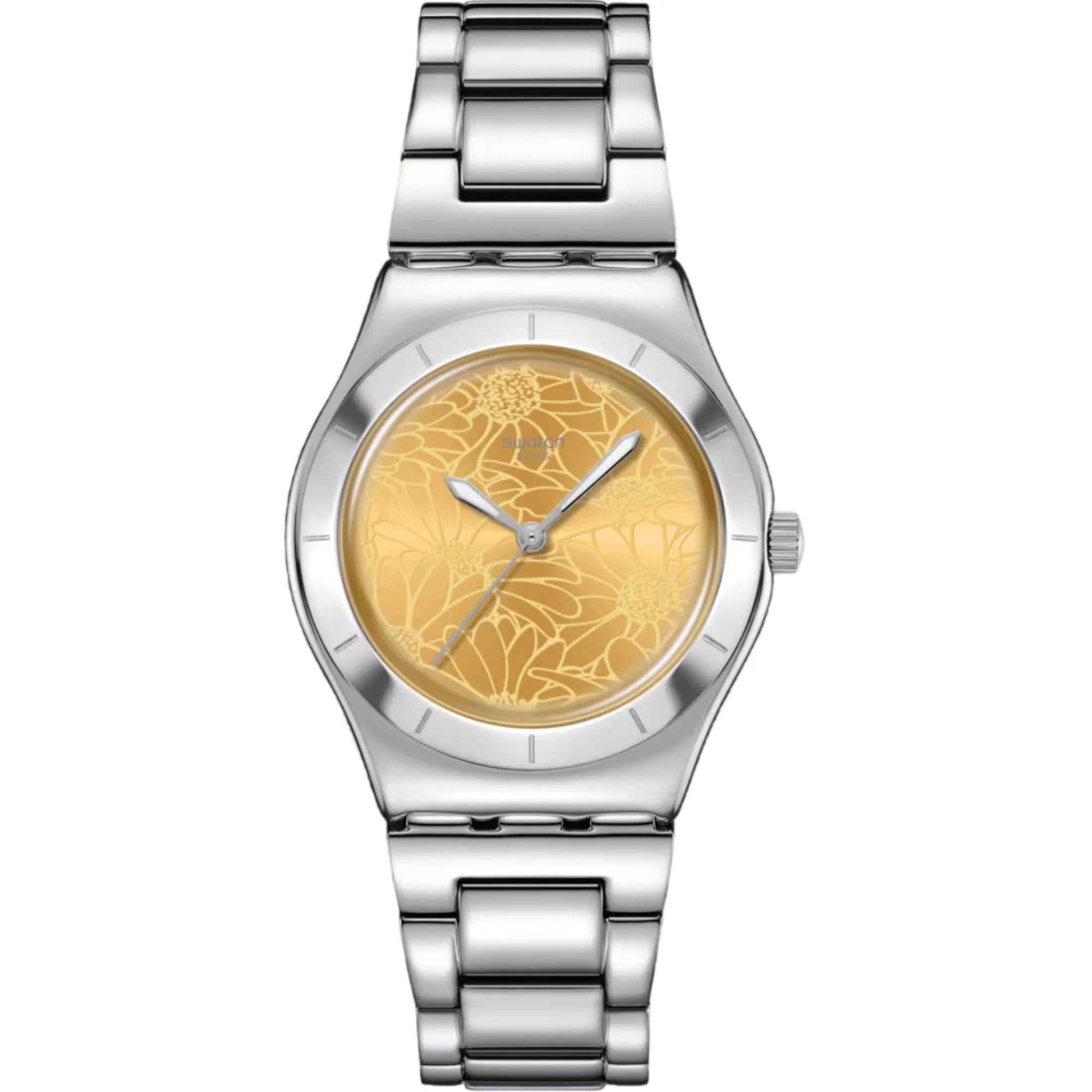 Swatch Petal Swirl Yellow Dial Stainless Steel Strap Unisex Watch YLS236G - Image 9