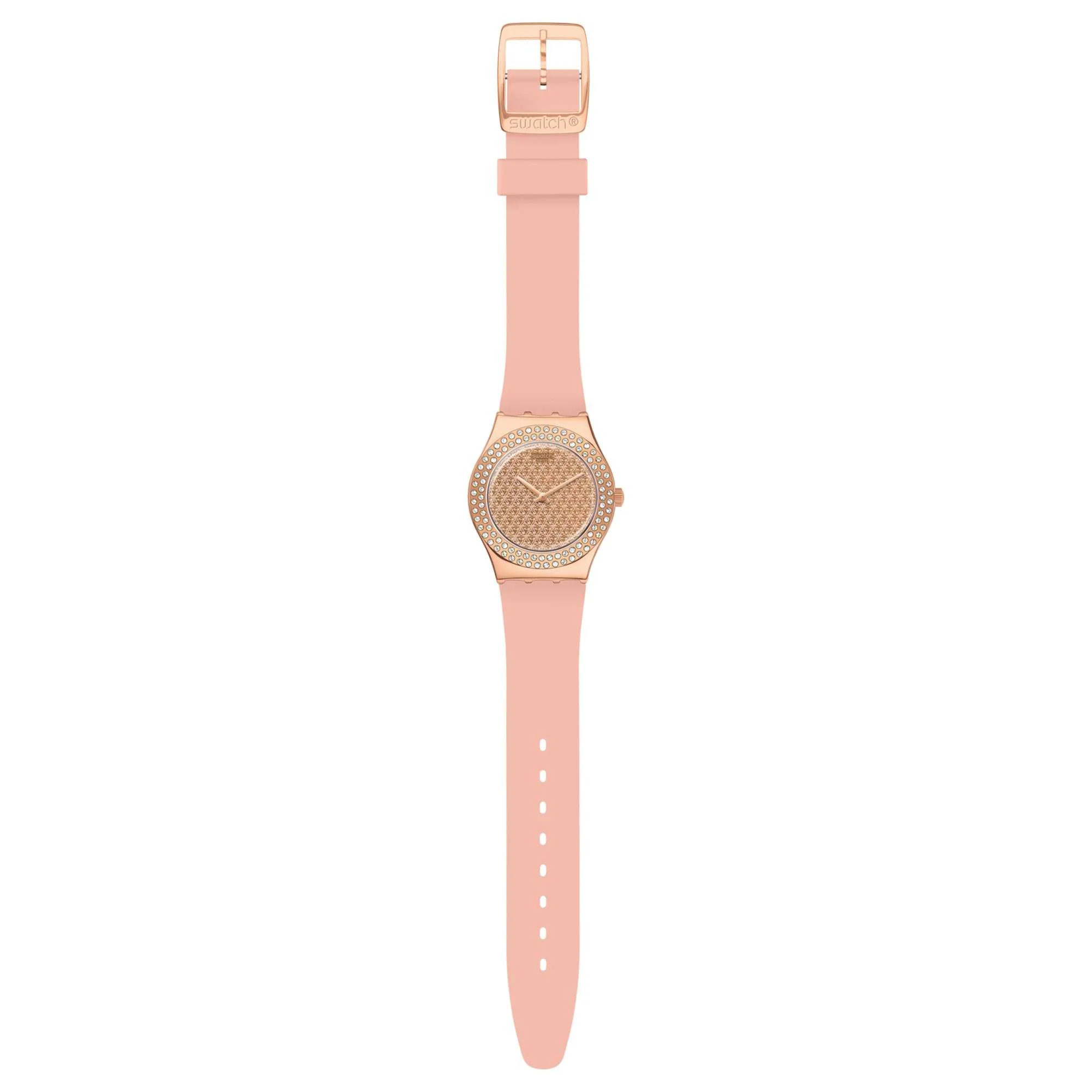 Swatch Pink Confusion Quartz Pink Dial Silicone Strap Women's Watch YLG140 - Image 3