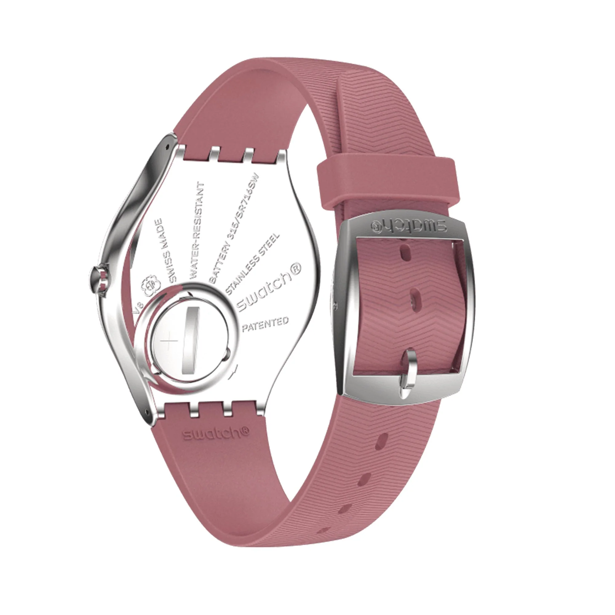 Swatch Skin Irony Rose Moire Quartz Pink Dial Pink Silicone Strap Ladies Watch SYXS135 - Image 13