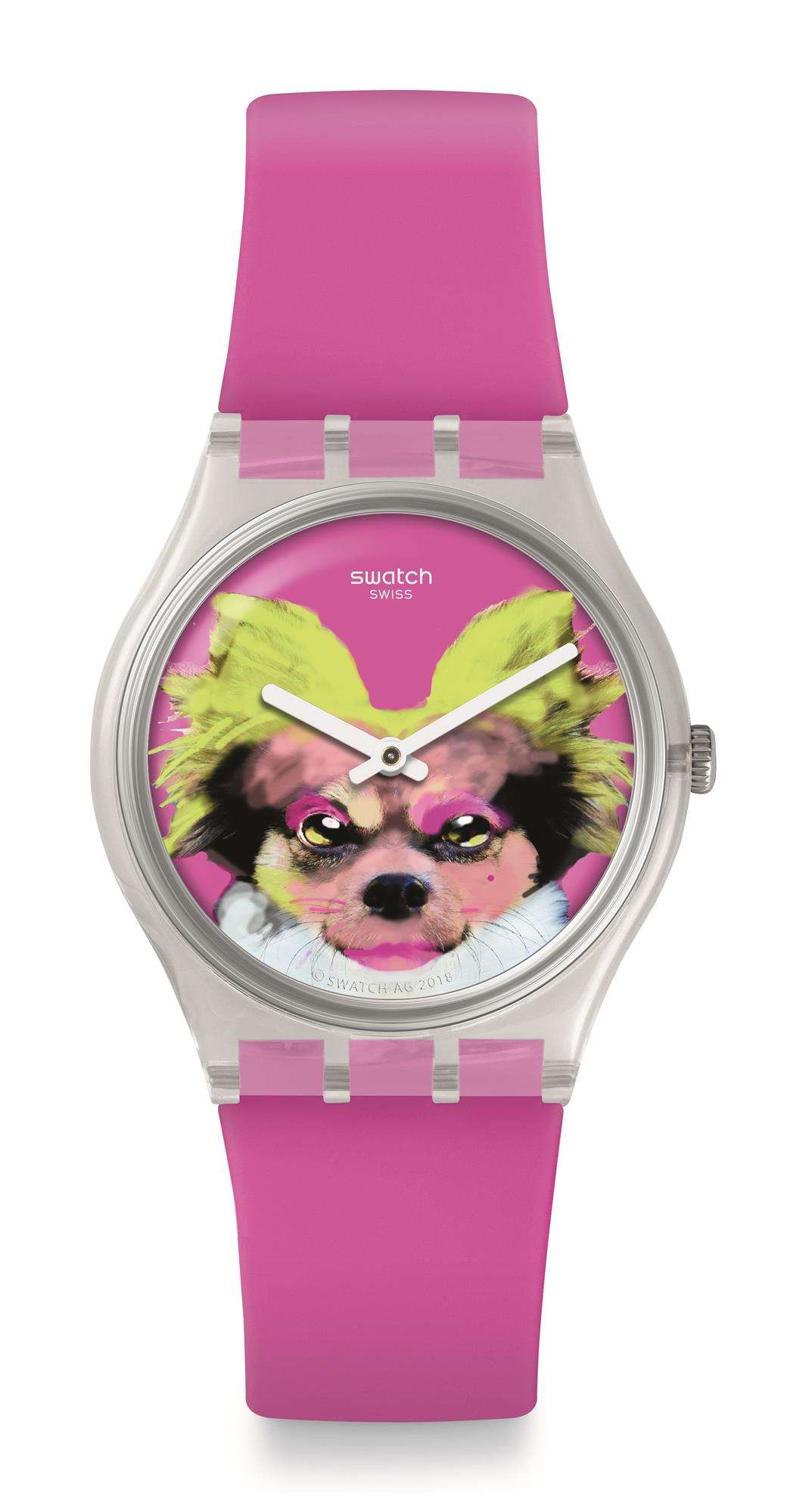 Swatch Pinkapippa Always Pippa Dog Pink Silicone Strap Girls Watch GE267 - Image 2