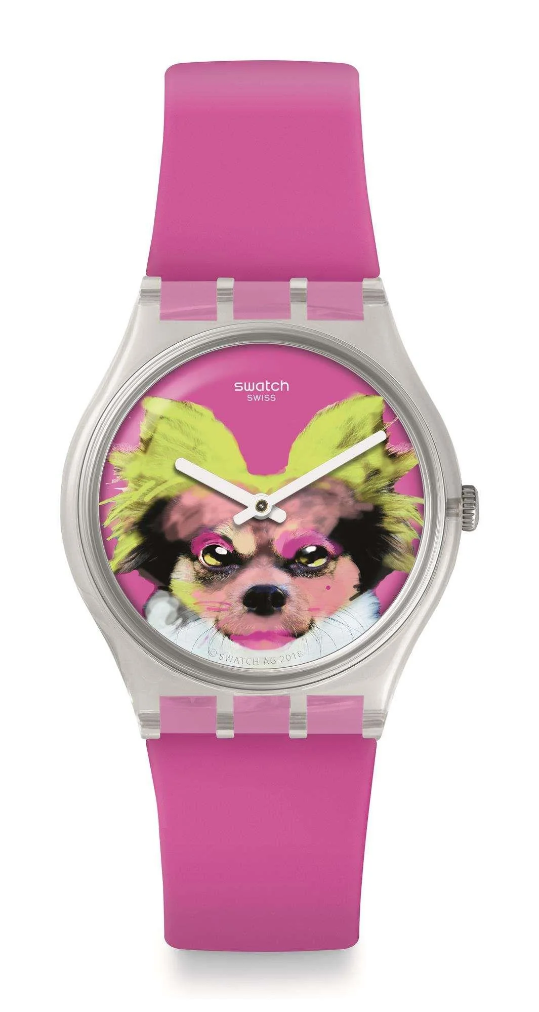 Swatch Pinkapippa Always Pippa Dog Pink Silicone Strap Girls Watch GE267 - Image 4