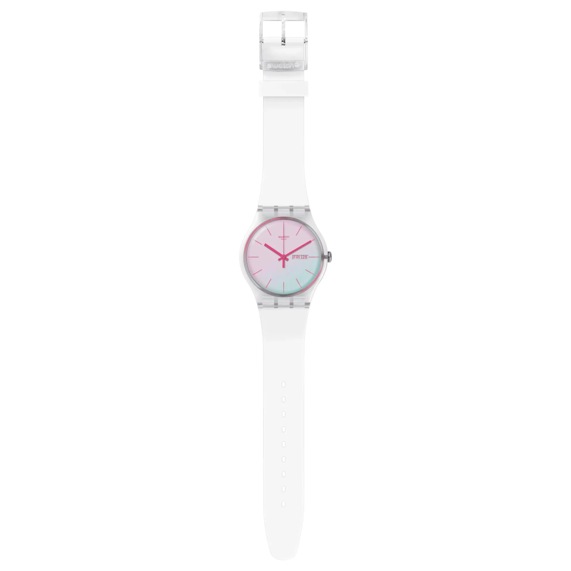Swatch Polawhite Quartz White Dial White Silicone Strap Unisex Watch SO29K704-S14 - Image 3