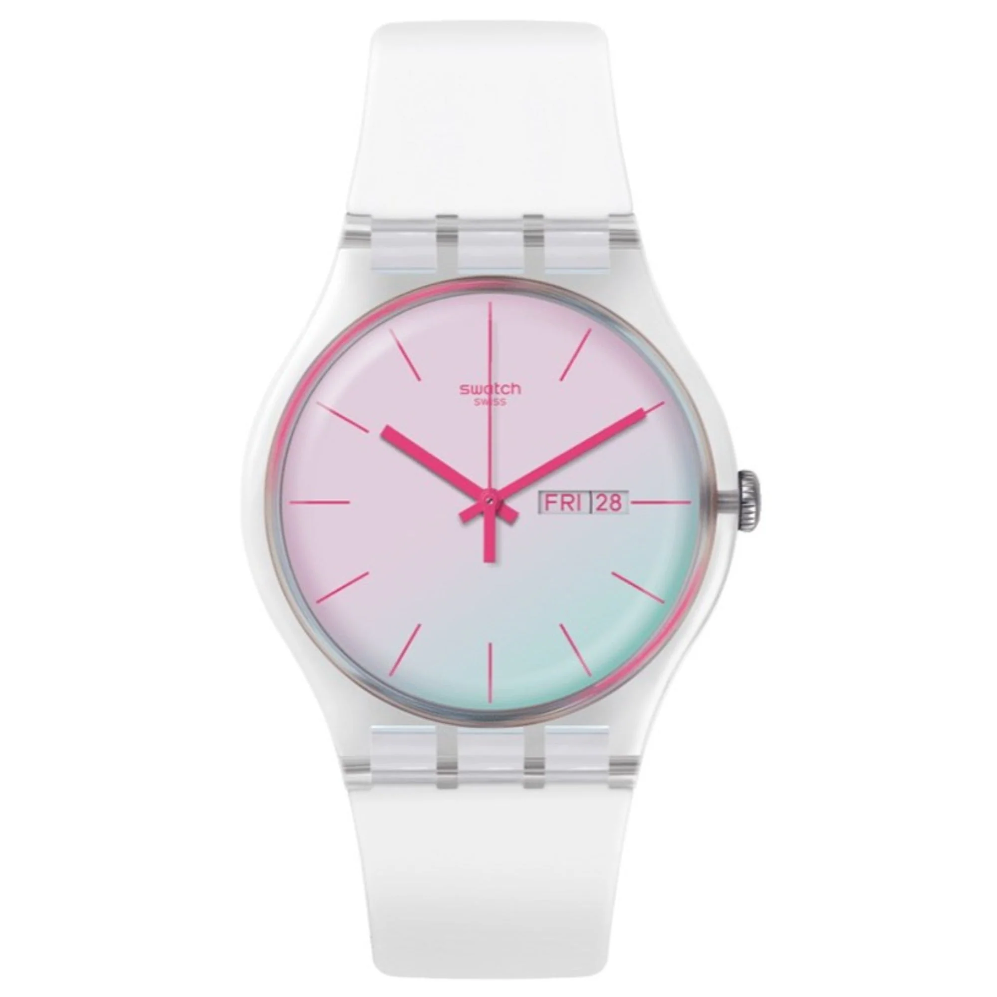 Swatch Polawhite Quartz White Dial White Silicone Strap Unisex Watch SO29K704-S14 - Image 5
