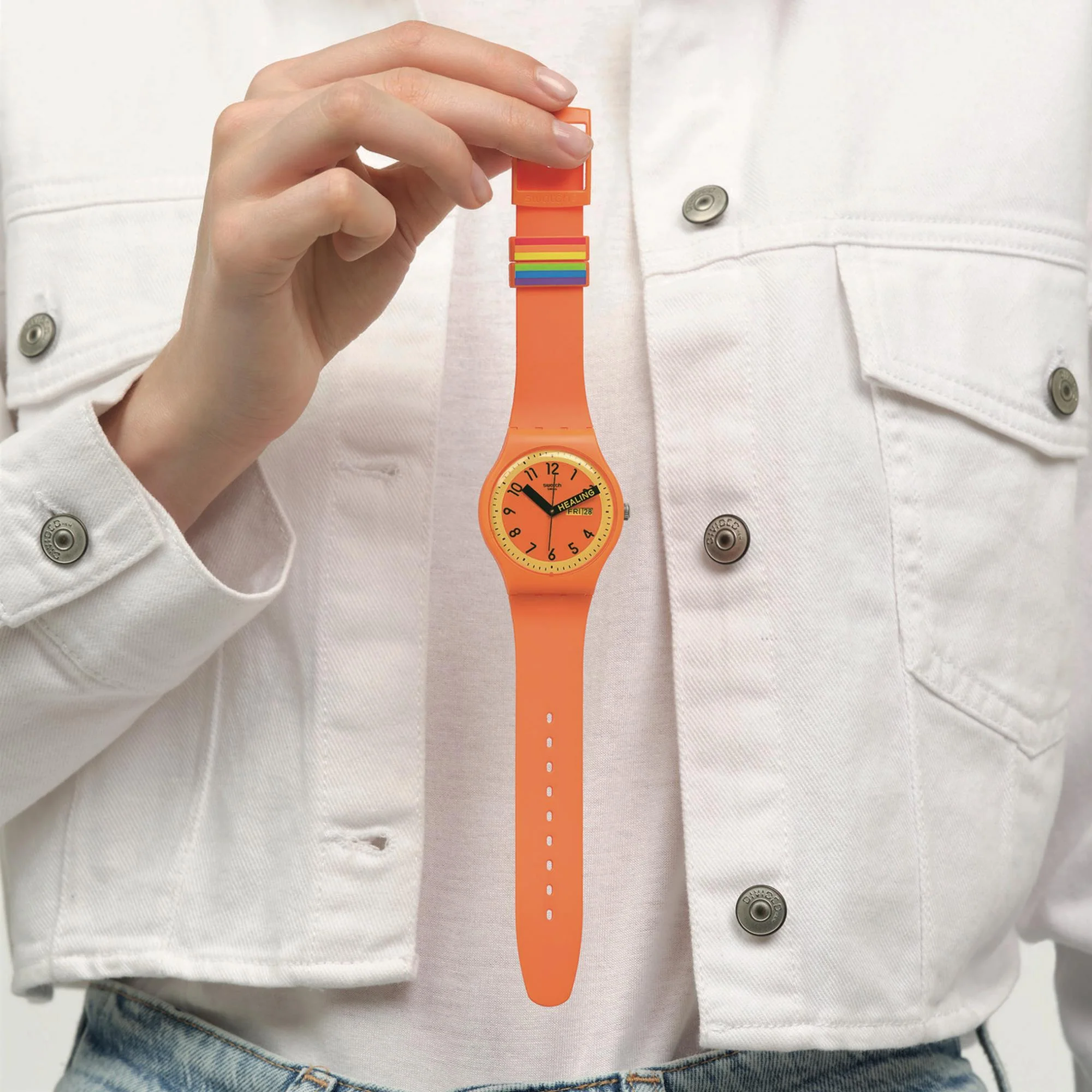 Swatch Pride 'Proudly Orange' Quartz Orange Dial Unisex Watch SO29O700 - Image 7