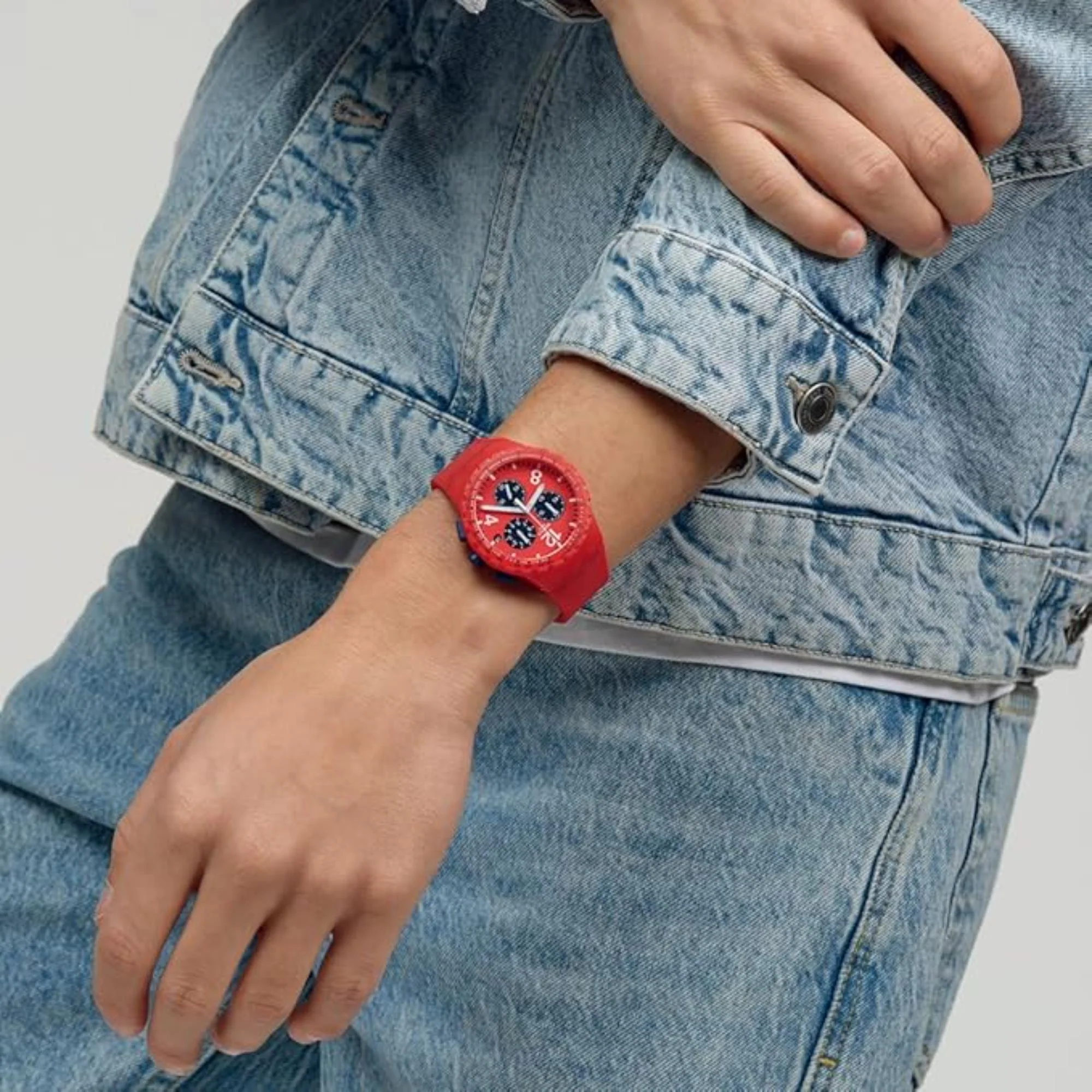 Swatch Primarily Chronograph Red Dial Men’s Watch SUSR407 - Image 11