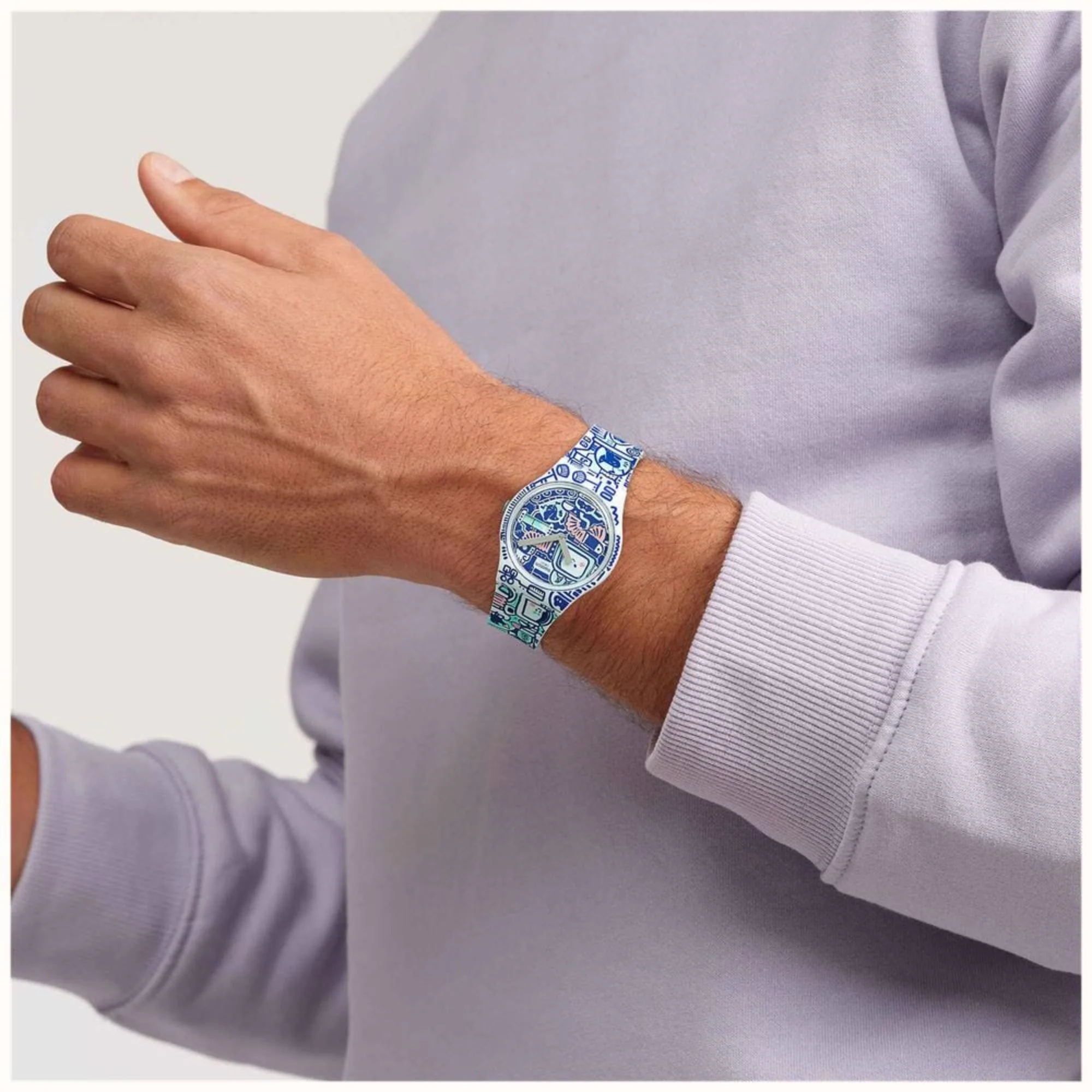 Swatch B-Bot Quartz Multi-coloured Dial Silicone Strap Unisex Watch SO28Z702 - Image 2