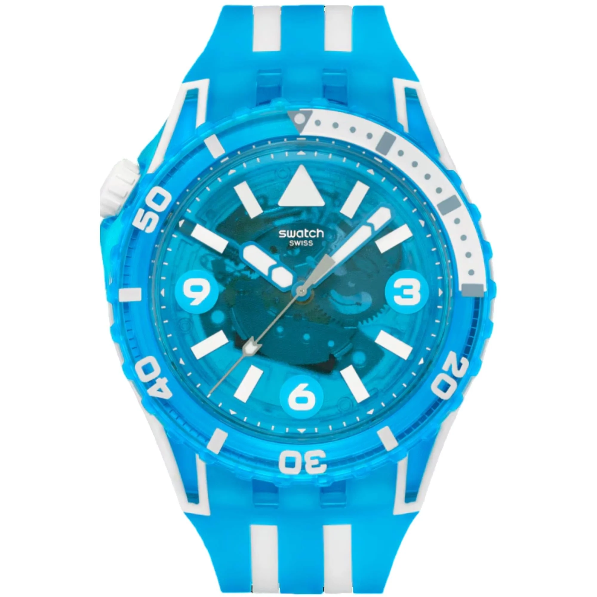 Swatch SCUBAQUA Blue Fire Blue Bioceramic Dial Silicone Strap Unisex Watch SSCU09S100 - Image 7
