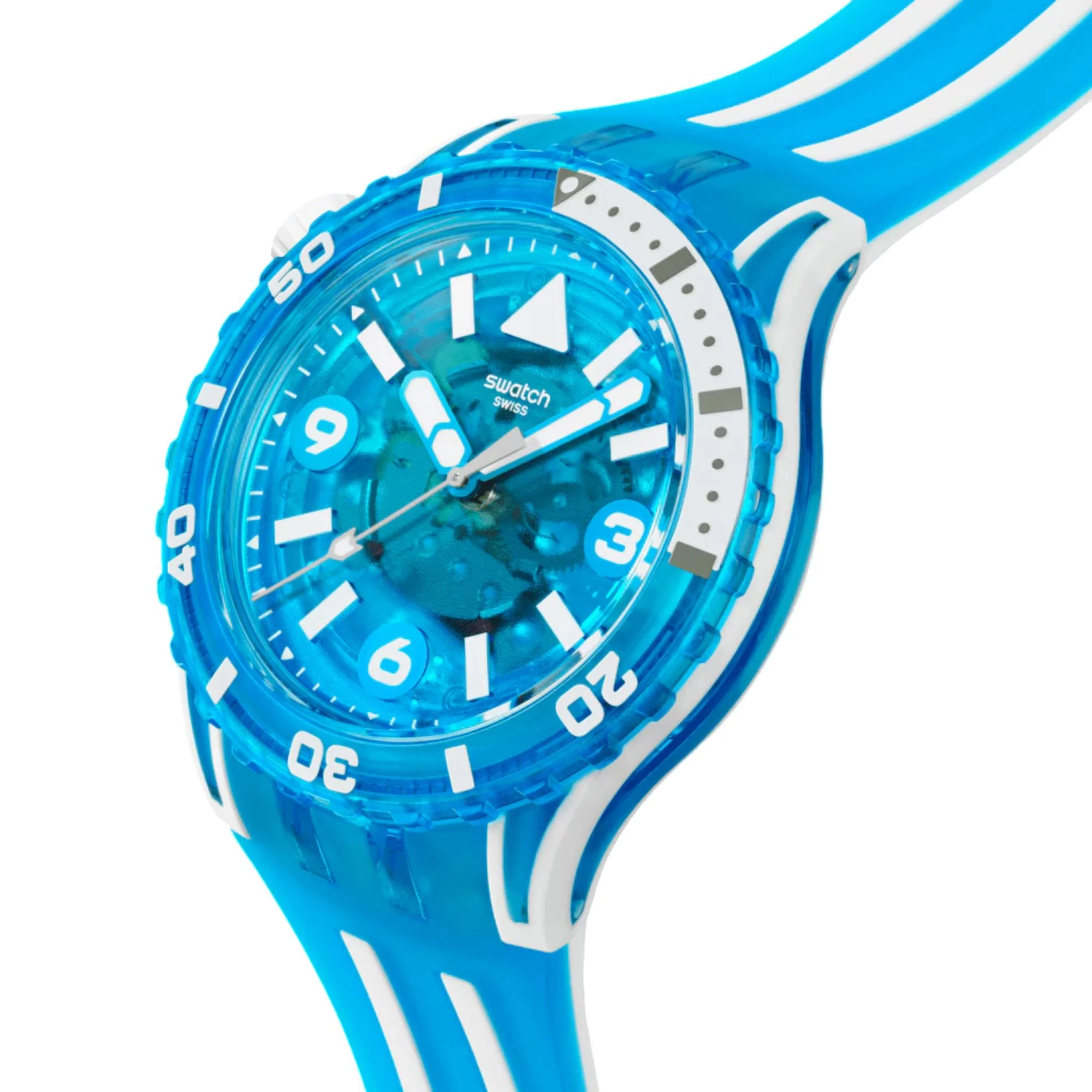 Swatch SCUBAQUA Blue Fire Blue Bioceramic Dial Silicone Strap Unisex Watch SSCU09S100 - Image 9