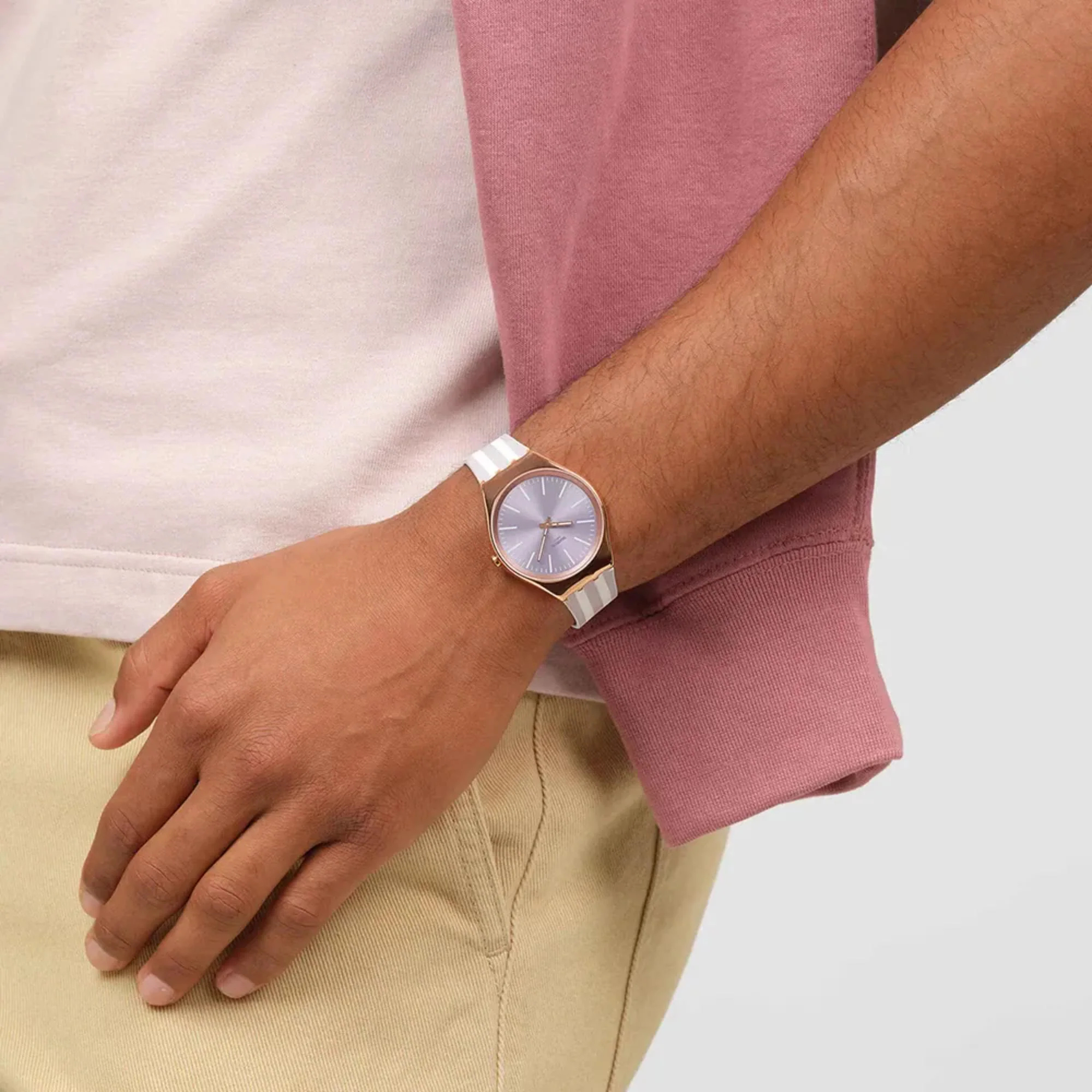 Swatch Skin Irony Simply Beachy Purple Dial Silicone Strap Unisex Watch SYXG130 - Image 2
