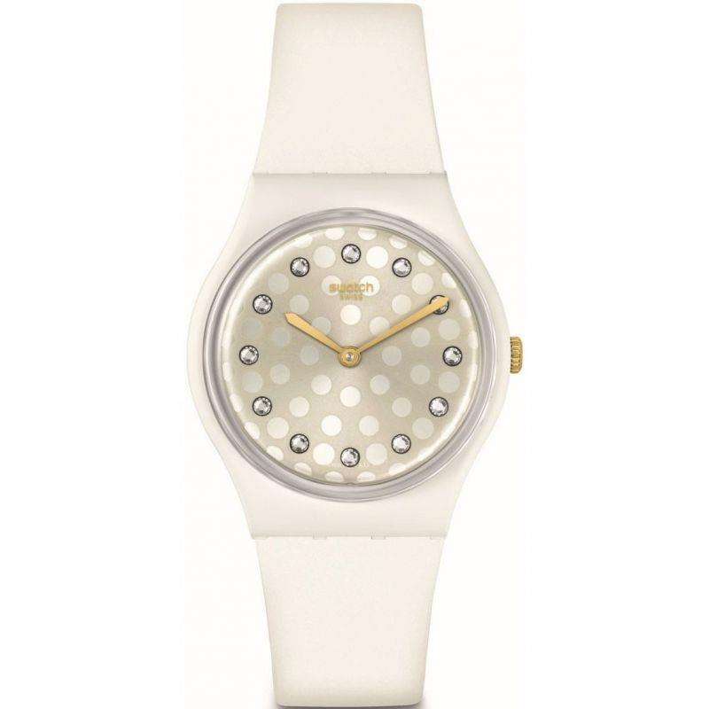 Swatch Sparkle Shine White Dial White Strap Unisex Watch SO31W109 - Image 2