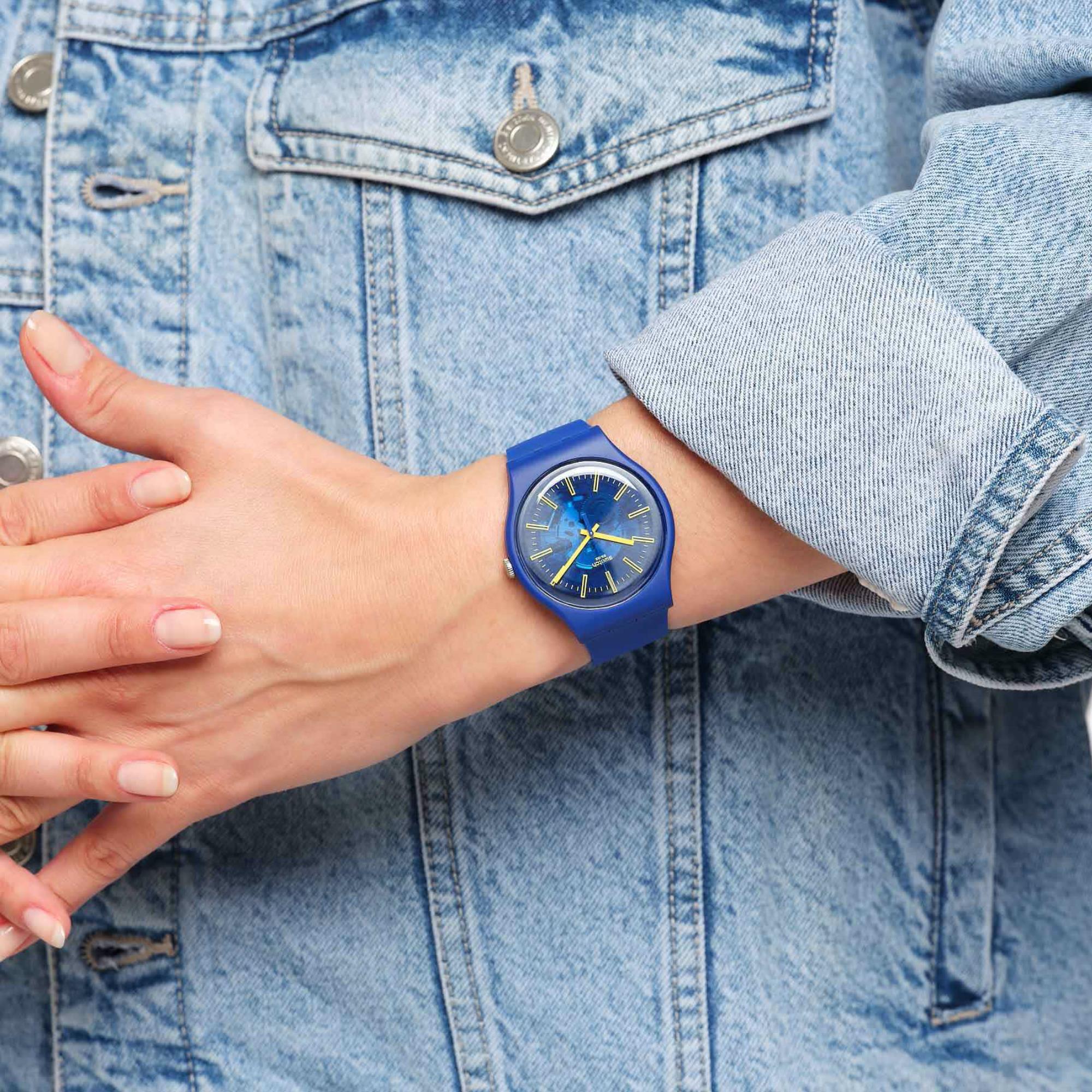 Swatch New Gent Sunbrush Sky Quartz Blue Dial Blue Silicone Strap Unisex Watch SO29N101 - Image 6