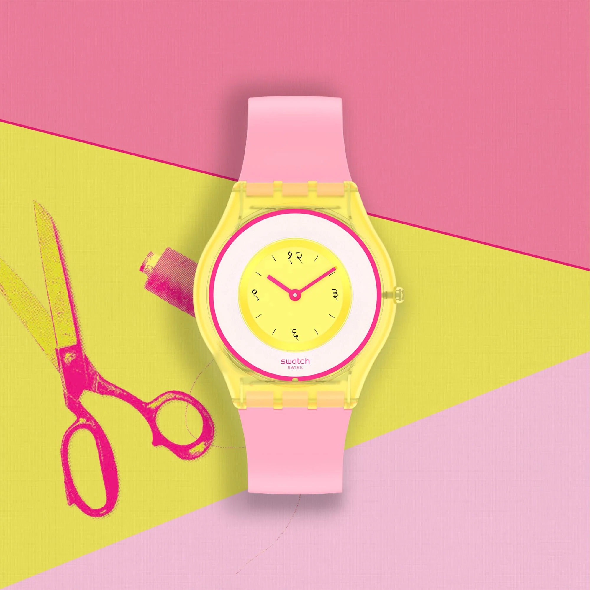 Swatch Supriya Lele India Rose 01 Quartz Yellow Dial Silicone Strap Ladies Watch SS08Z101 - Image 8